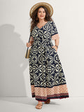 (20pcs Minimum Wholesale)Boho Print Side Tie Maxi Dress