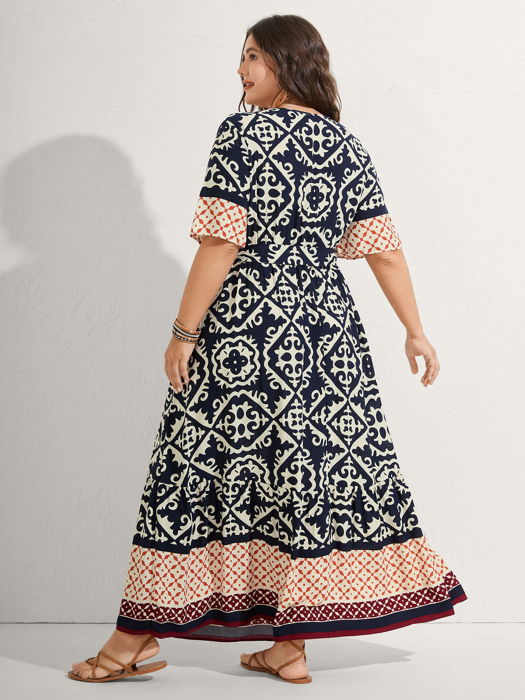 (20pcs Minimum Wholesale)Boho Print Side Tie Maxi Dress