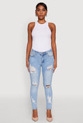 WAX Ripped Rolled Cuff Skinny Jeans