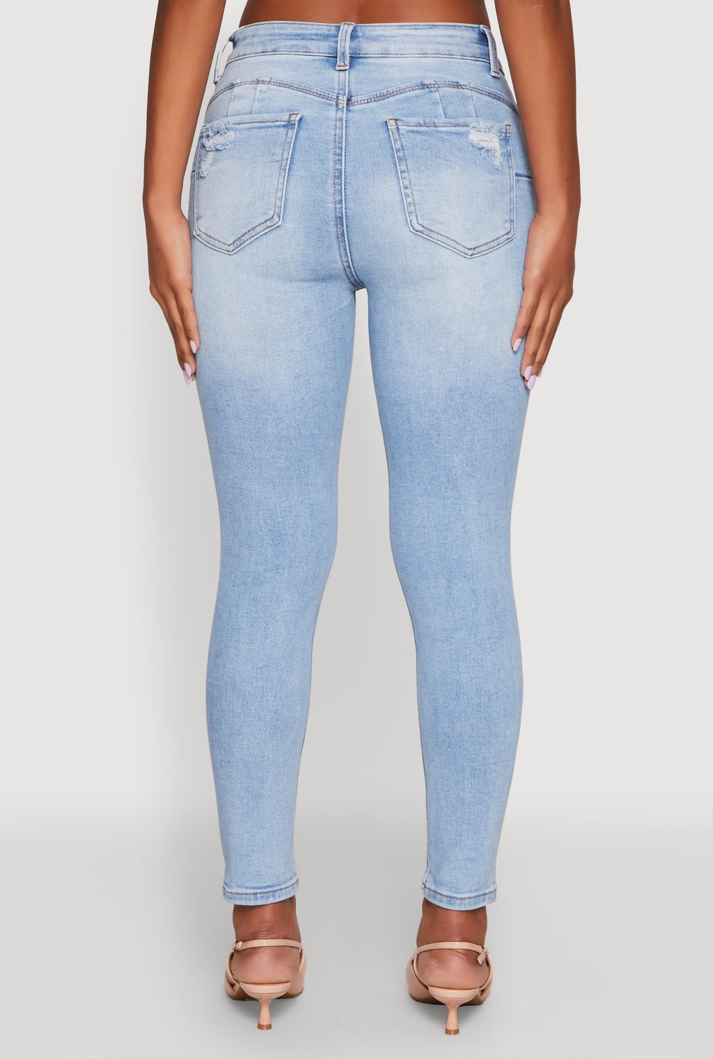 WAX Ripped Rolled Cuff Skinny Jeans
