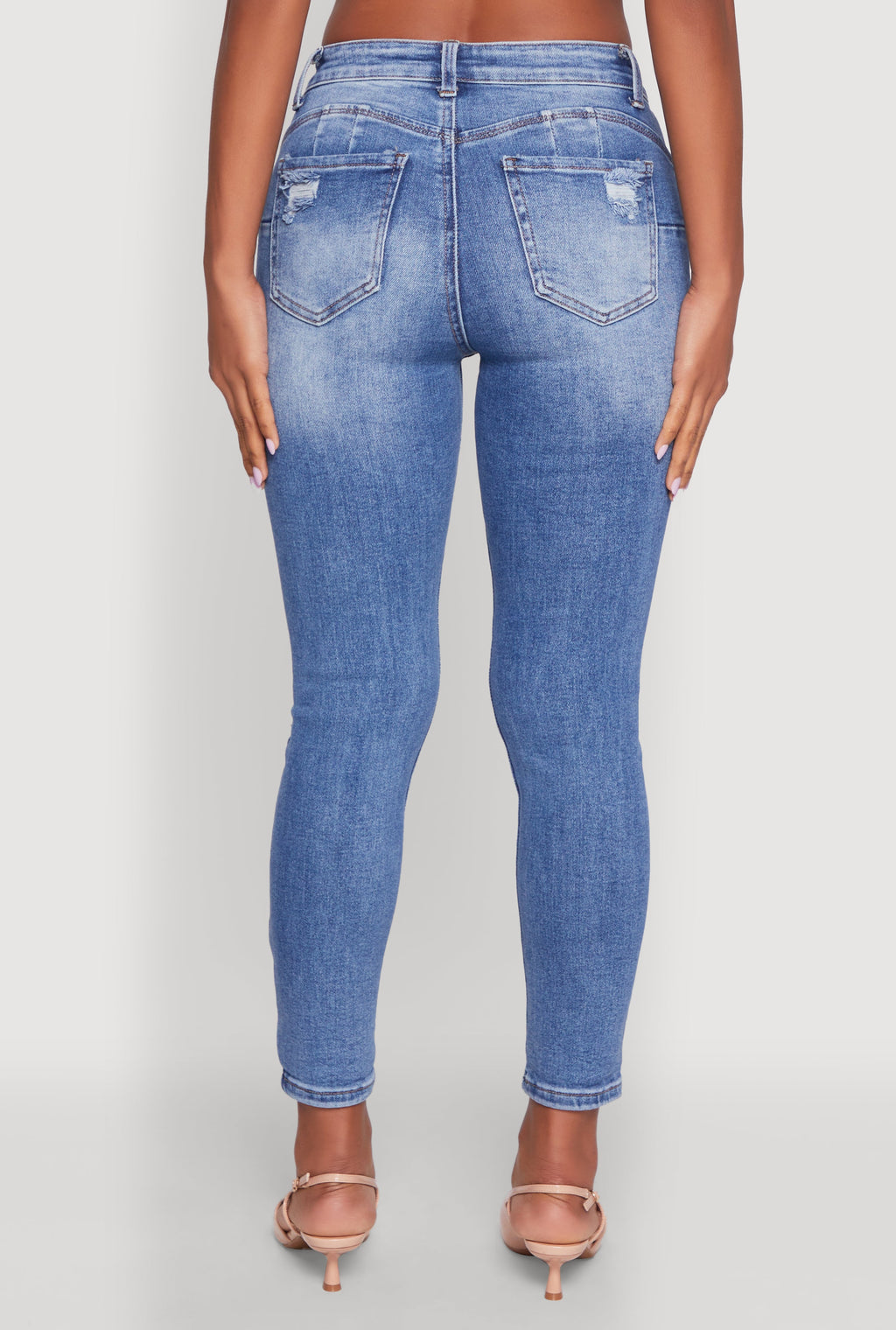 WAX Ripped Rolled Cuff Skinny Jeans