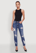 WAX Ripped Rolled Cuff Skinny Jeans