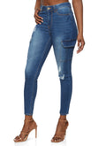 (18pcs Minimum Wholesale)WAX Cargo Pocket Skinny Jeans