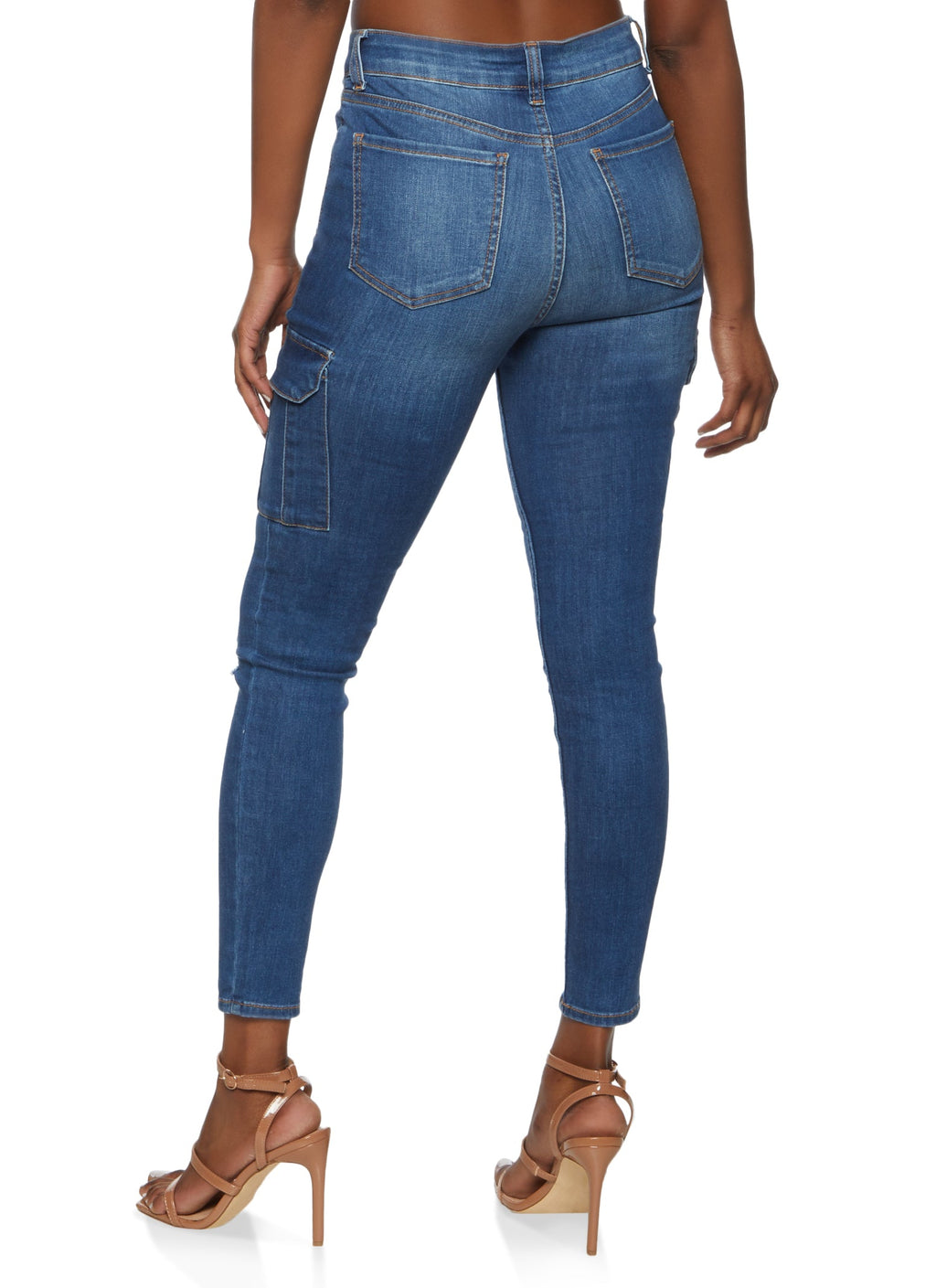 (18pcs Minimum Wholesale)WAX Cargo Pocket Skinny Jeans