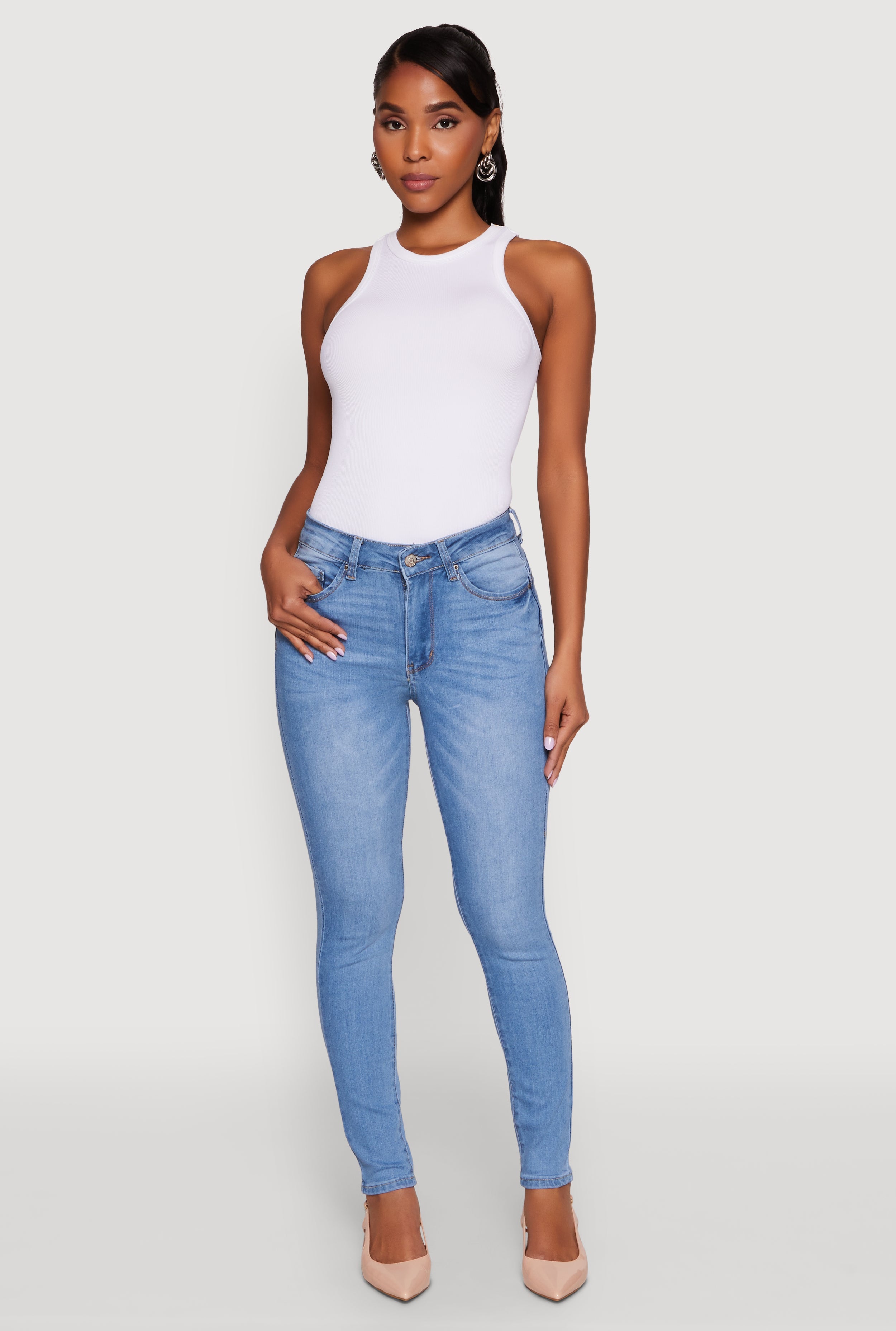 WAX Five Pocket Solid Skinny Jeans