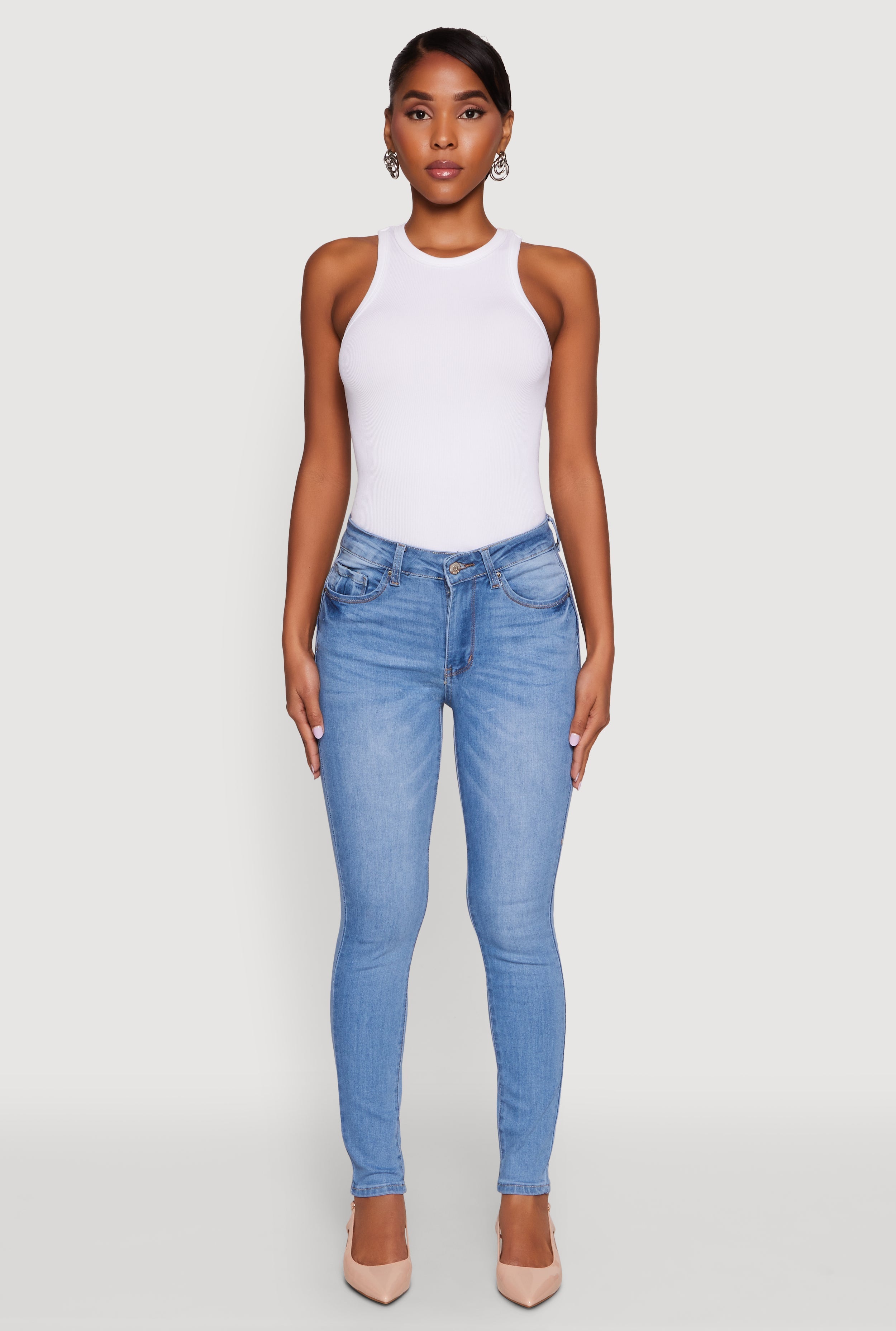 WAX Five Pocket Solid Skinny Jeans