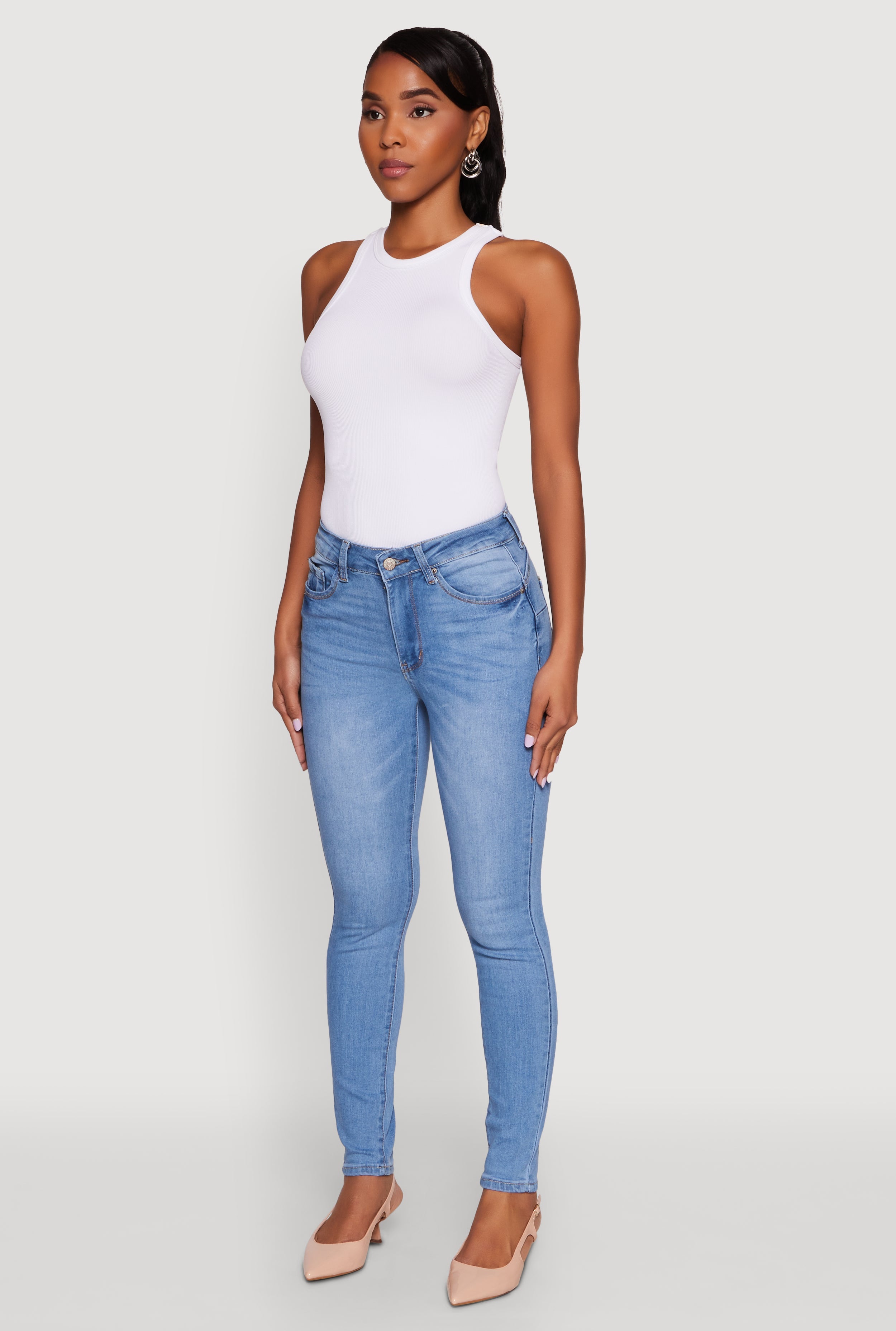 WAX Five Pocket Solid Skinny Jeans