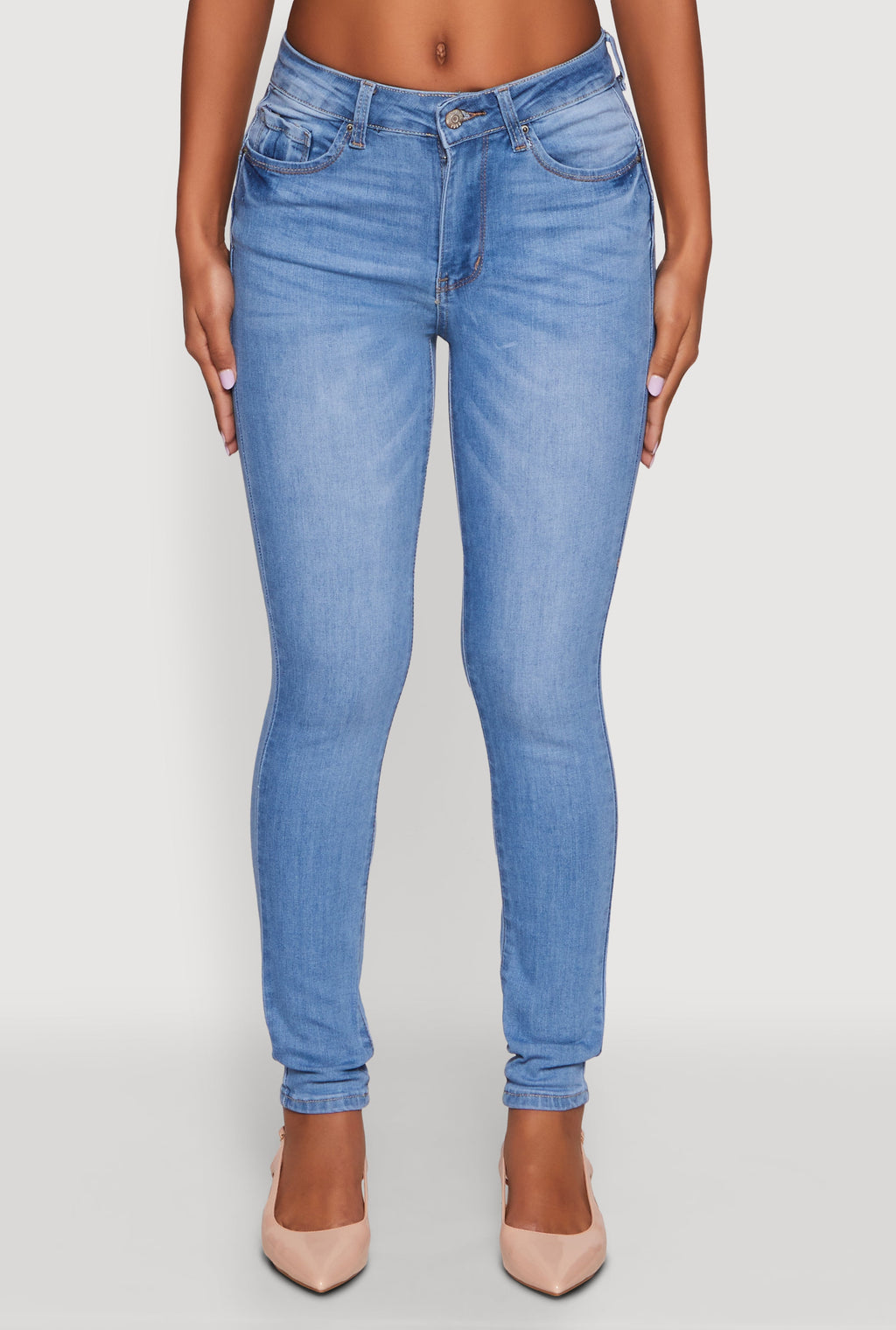 WAX Five Pocket Solid Skinny Jeans