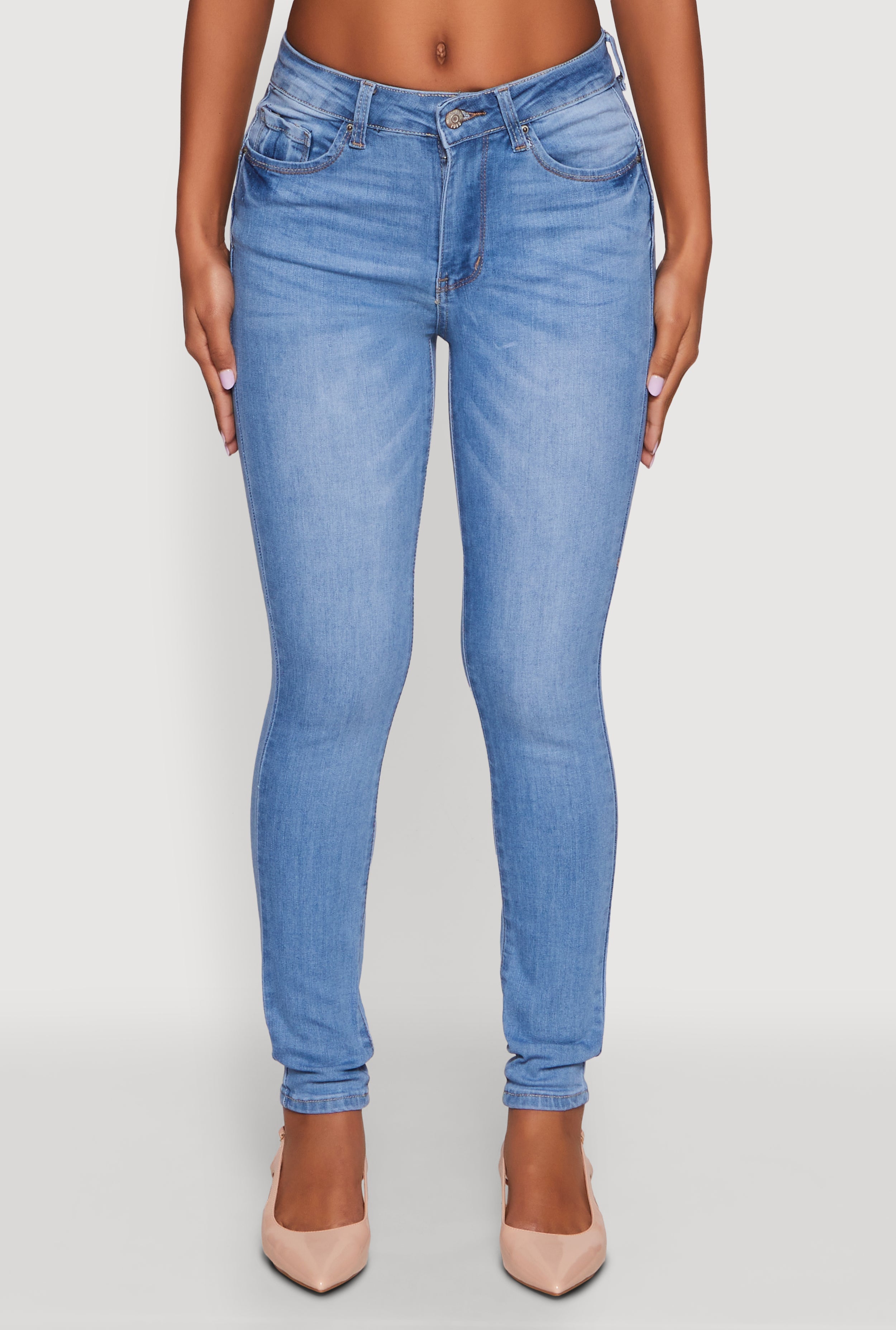 WAX Five Pocket Solid Skinny Jeans