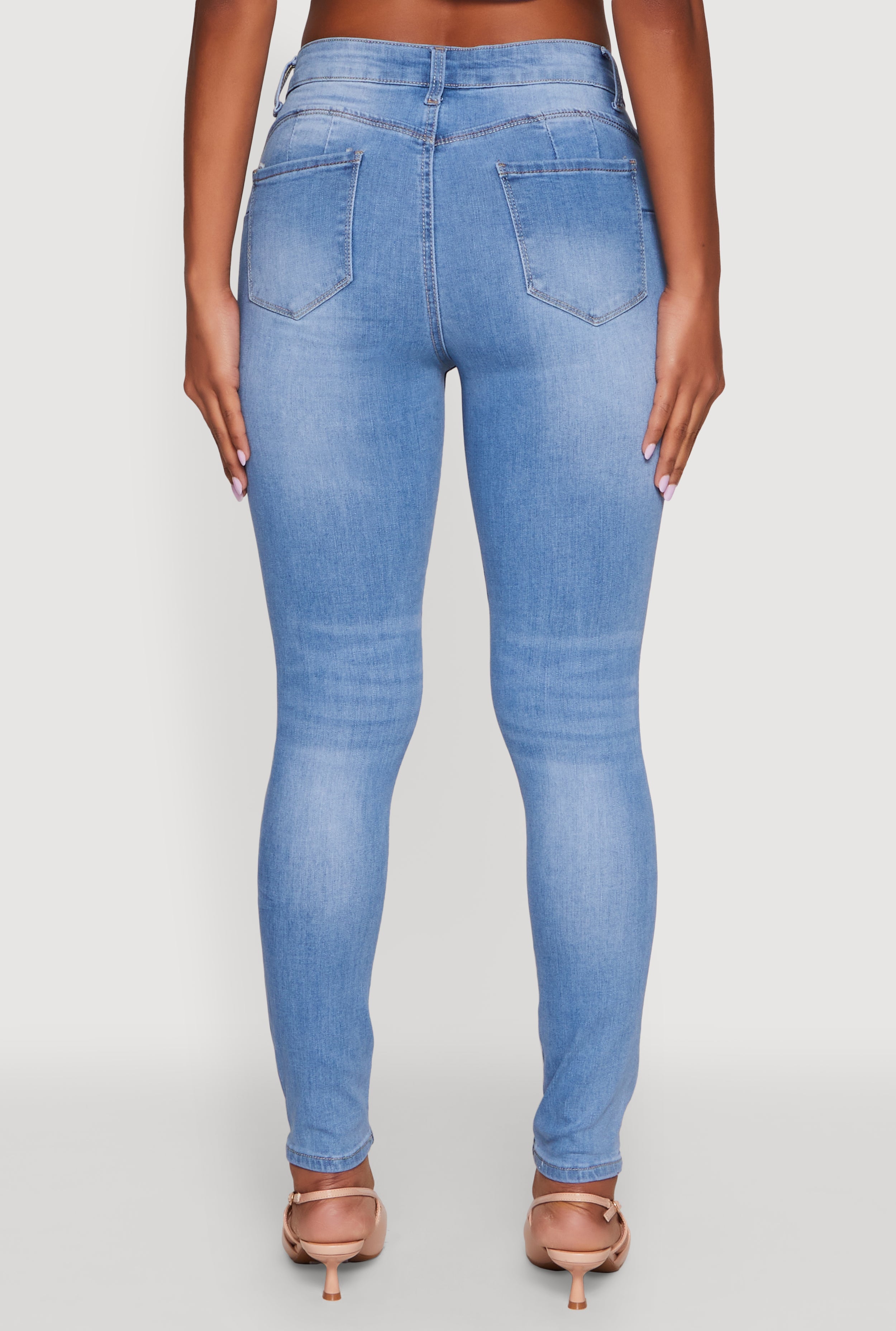 WAX Five Pocket Solid Skinny Jeans