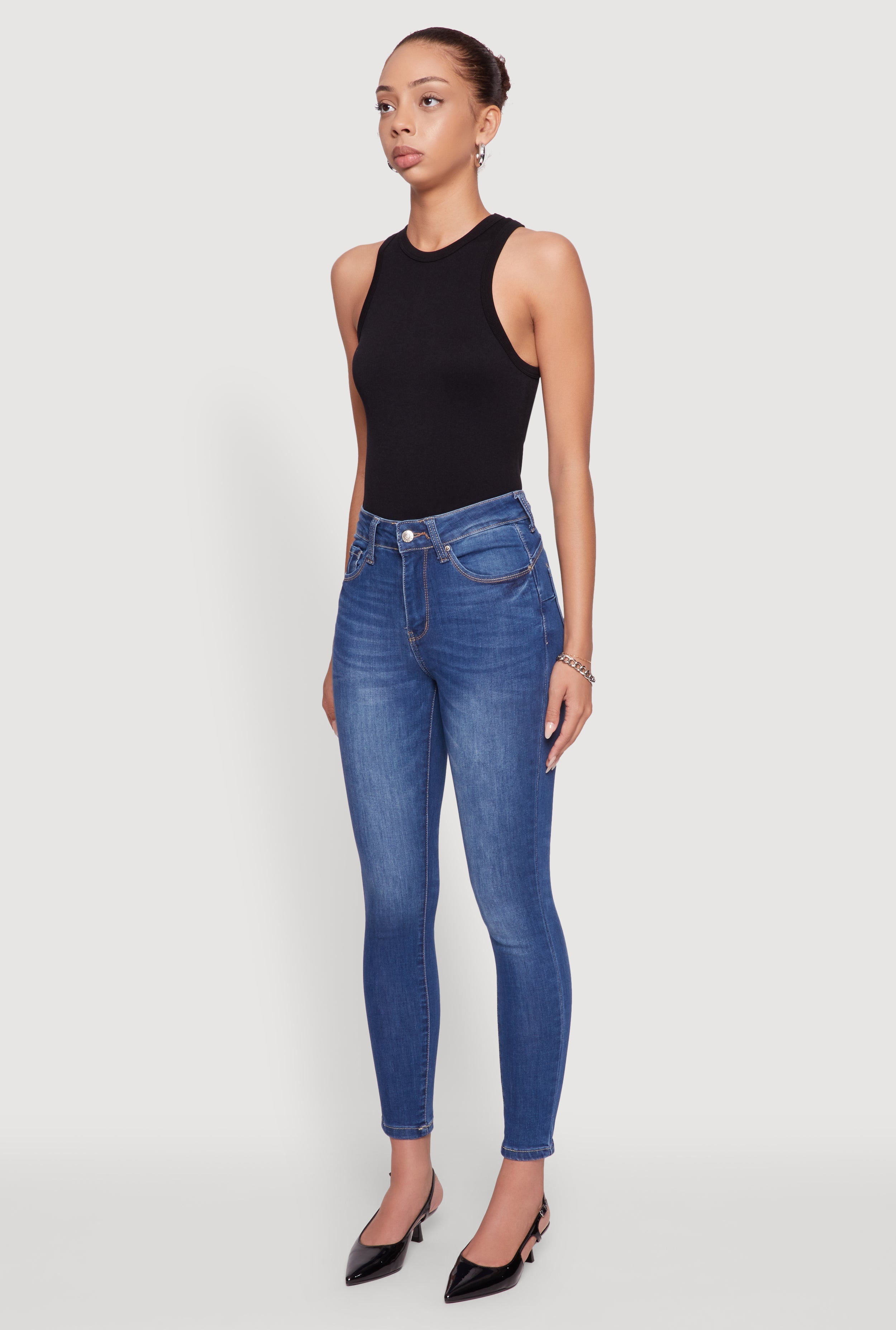 WAX Five Pocket Solid Skinny Jeans