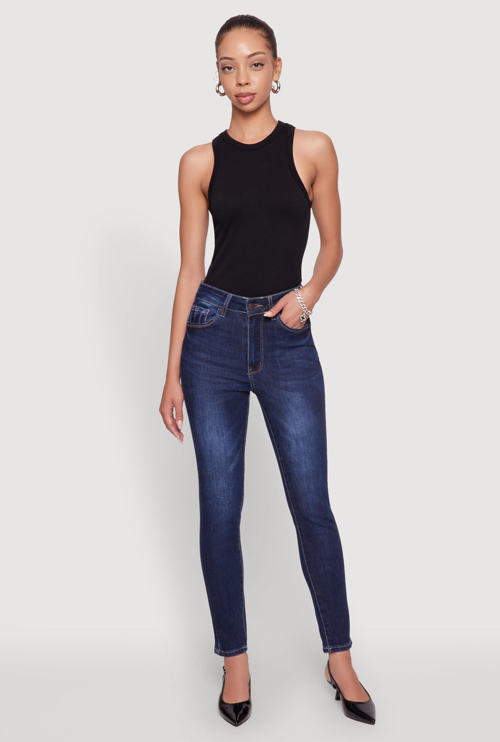 WAX Five Pocket Solid Skinny Jeans