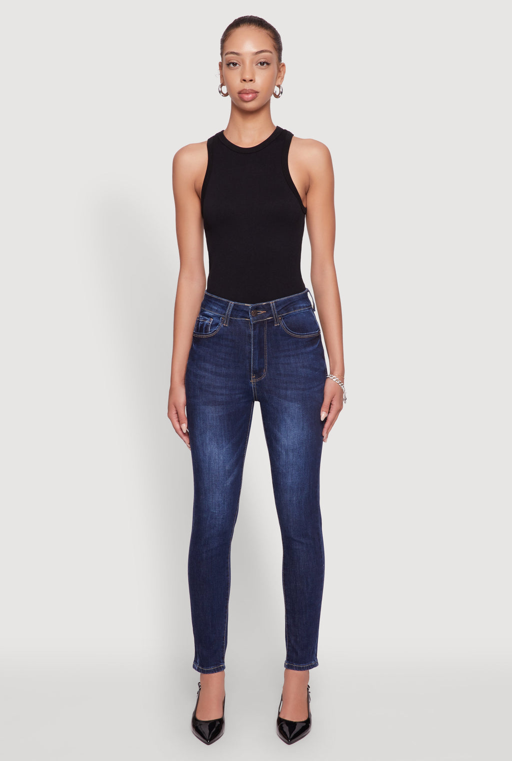 WAX Five Pocket Solid Skinny Jeans