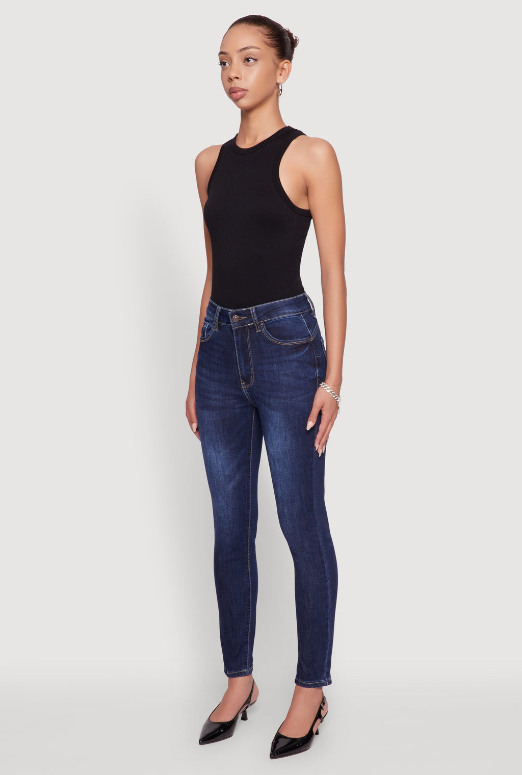 WAX Five Pocket Solid Skinny Jeans