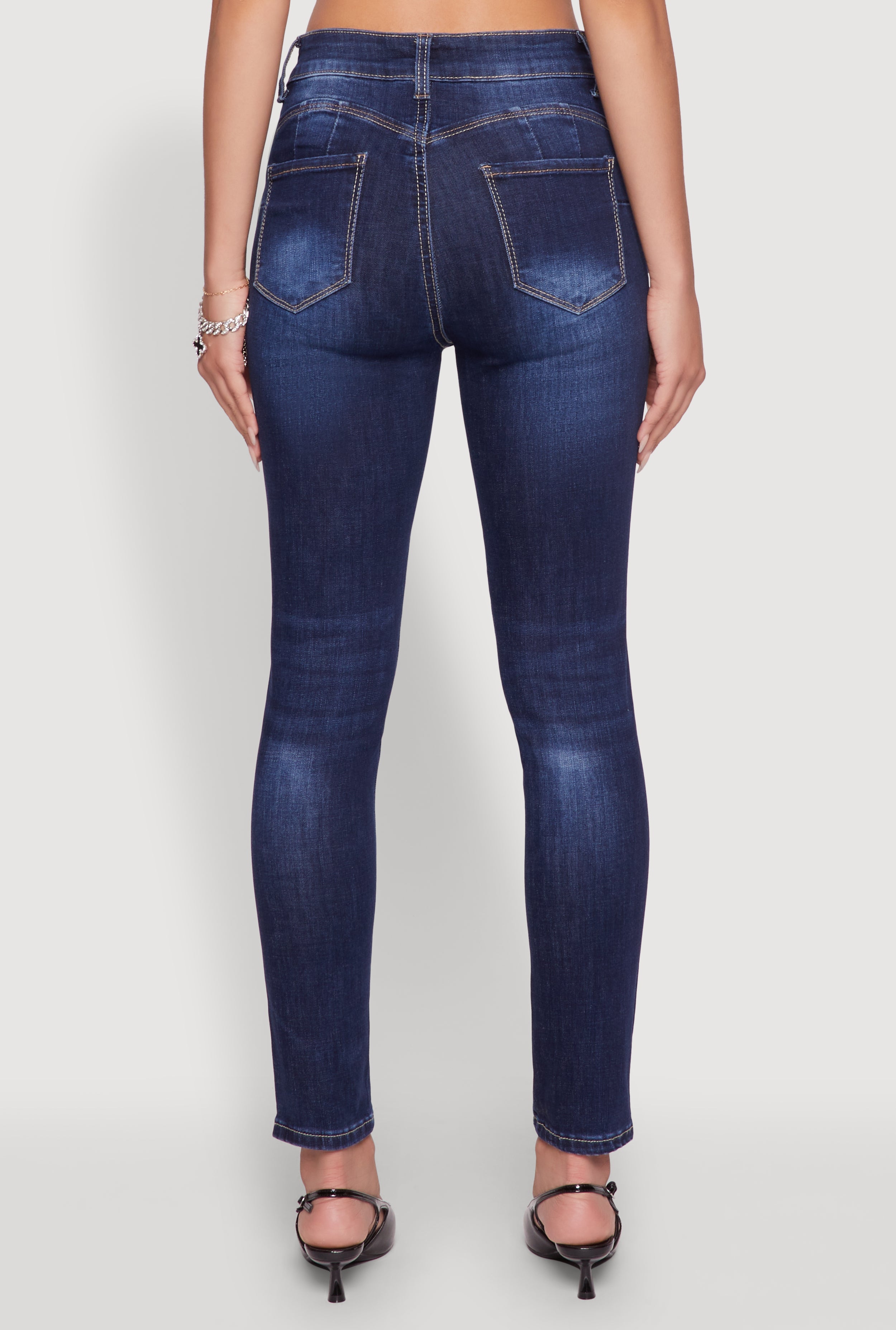 WAX Five Pocket Solid Skinny Jeans