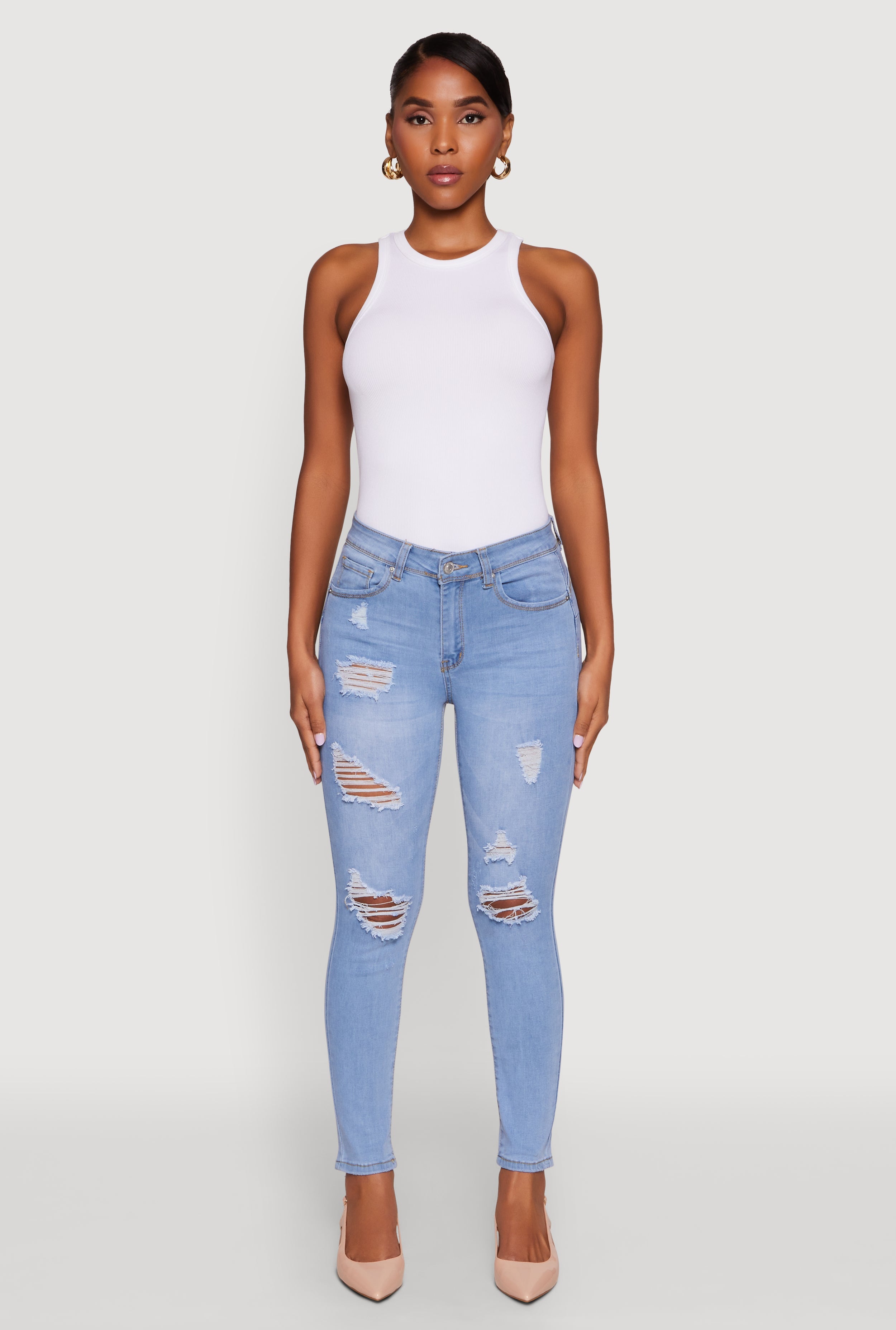 WAX Mid Rise Distressed Jeans