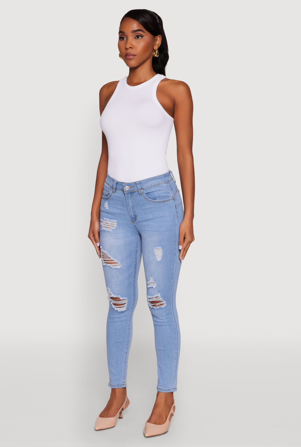 WAX Mid Rise Distressed Jeans