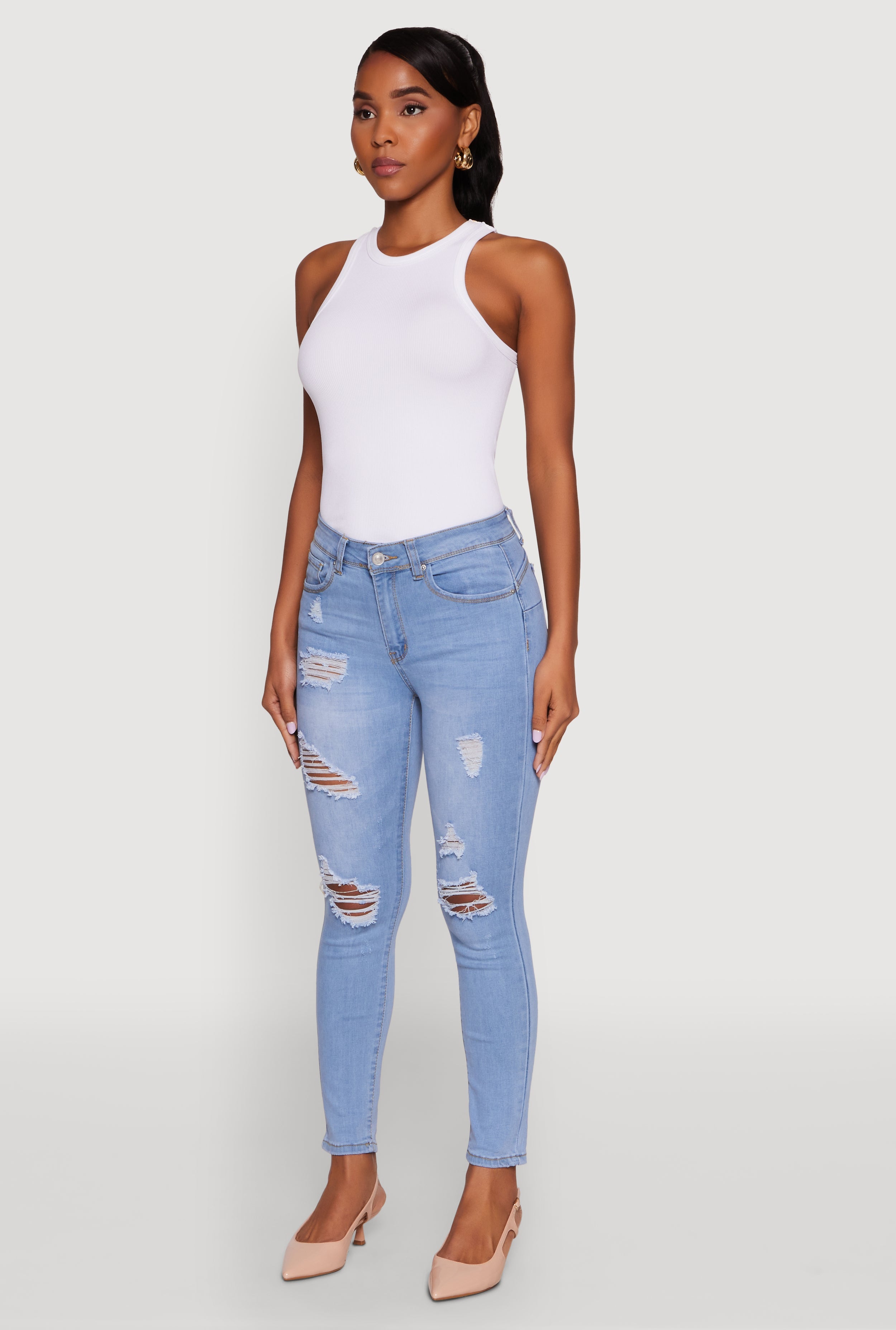 WAX Mid Rise Distressed Jeans