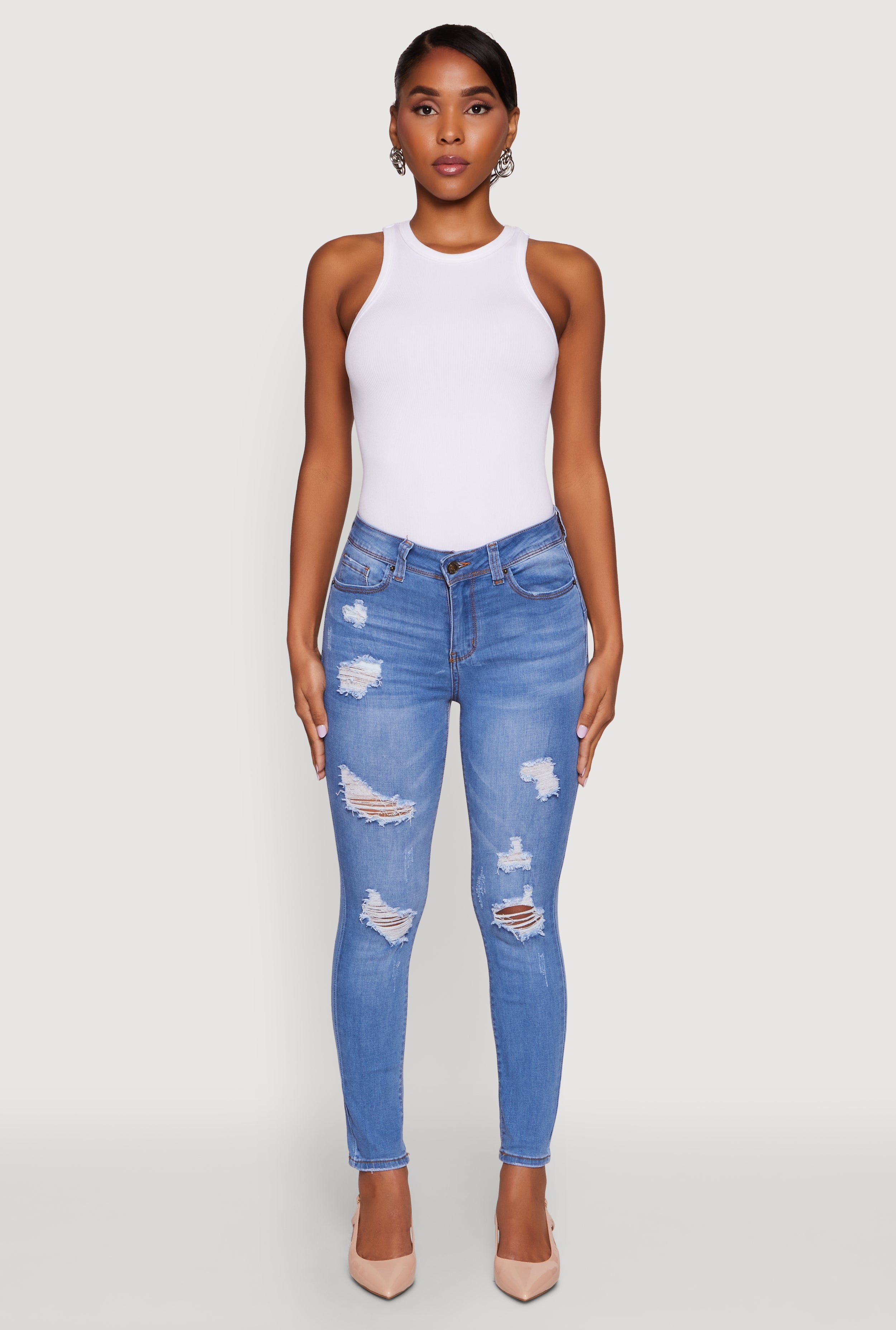 WAX Mid Rise Distressed Jeans