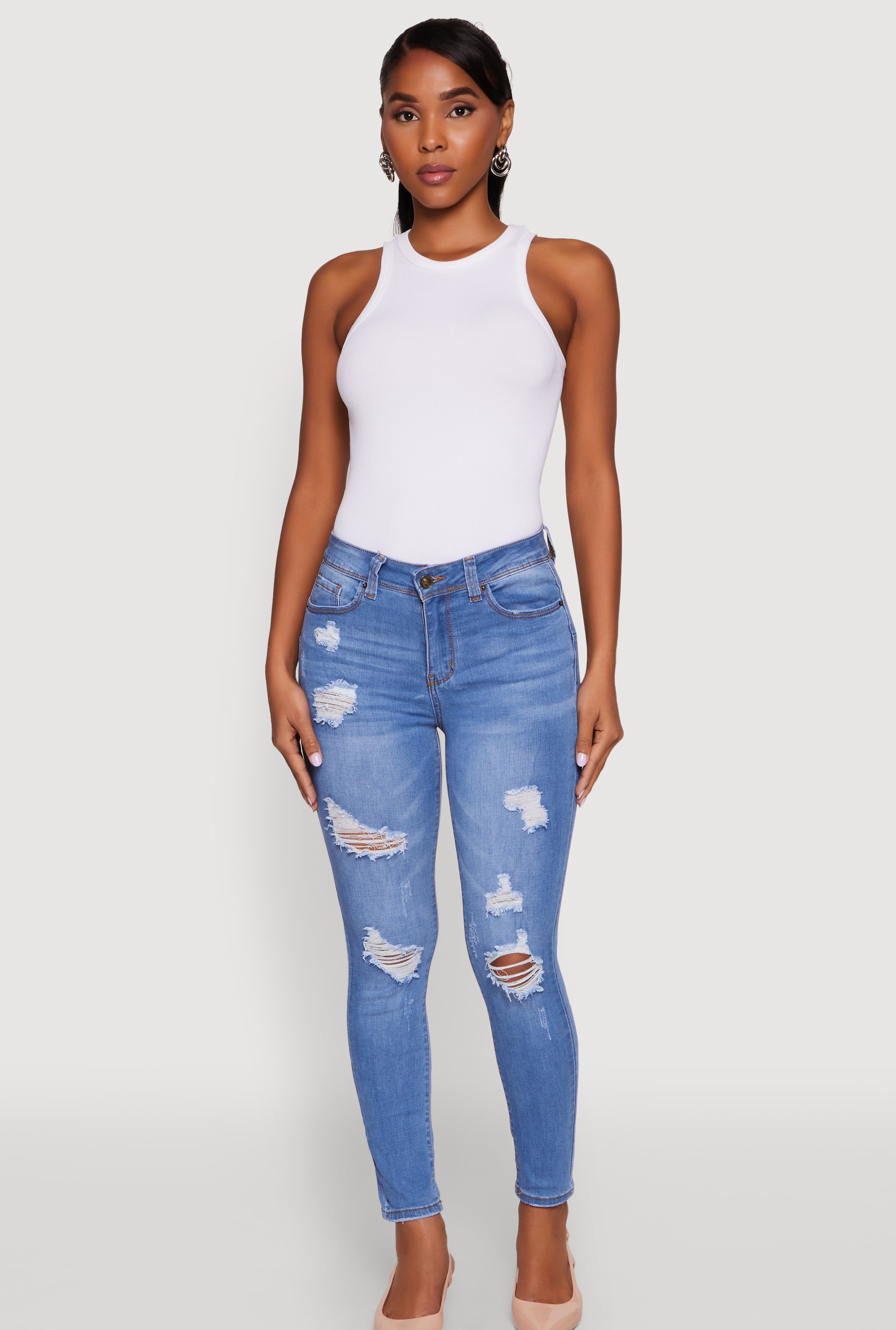 WAX Mid Rise Distressed Jeans