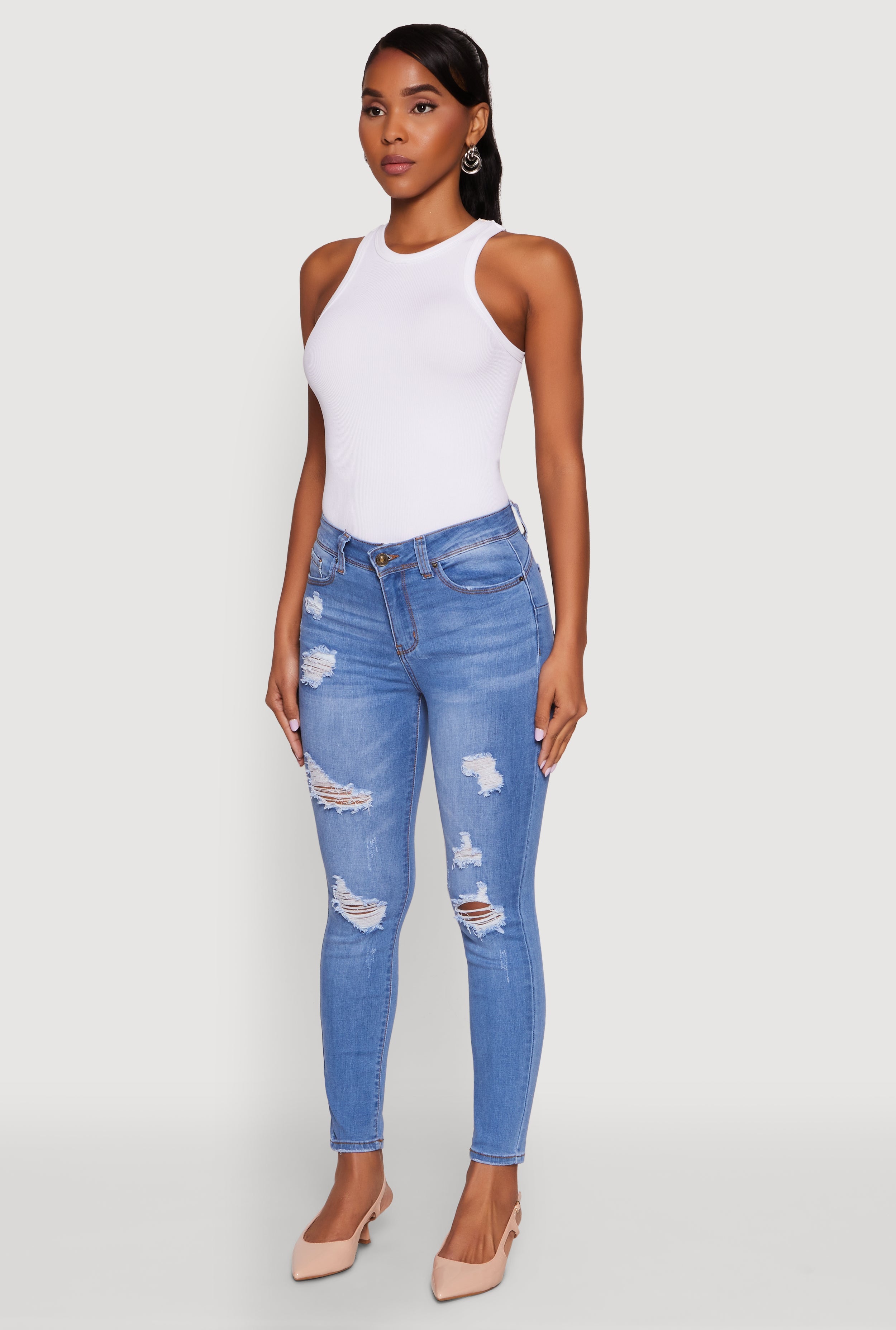 WAX Mid Rise Distressed Jeans