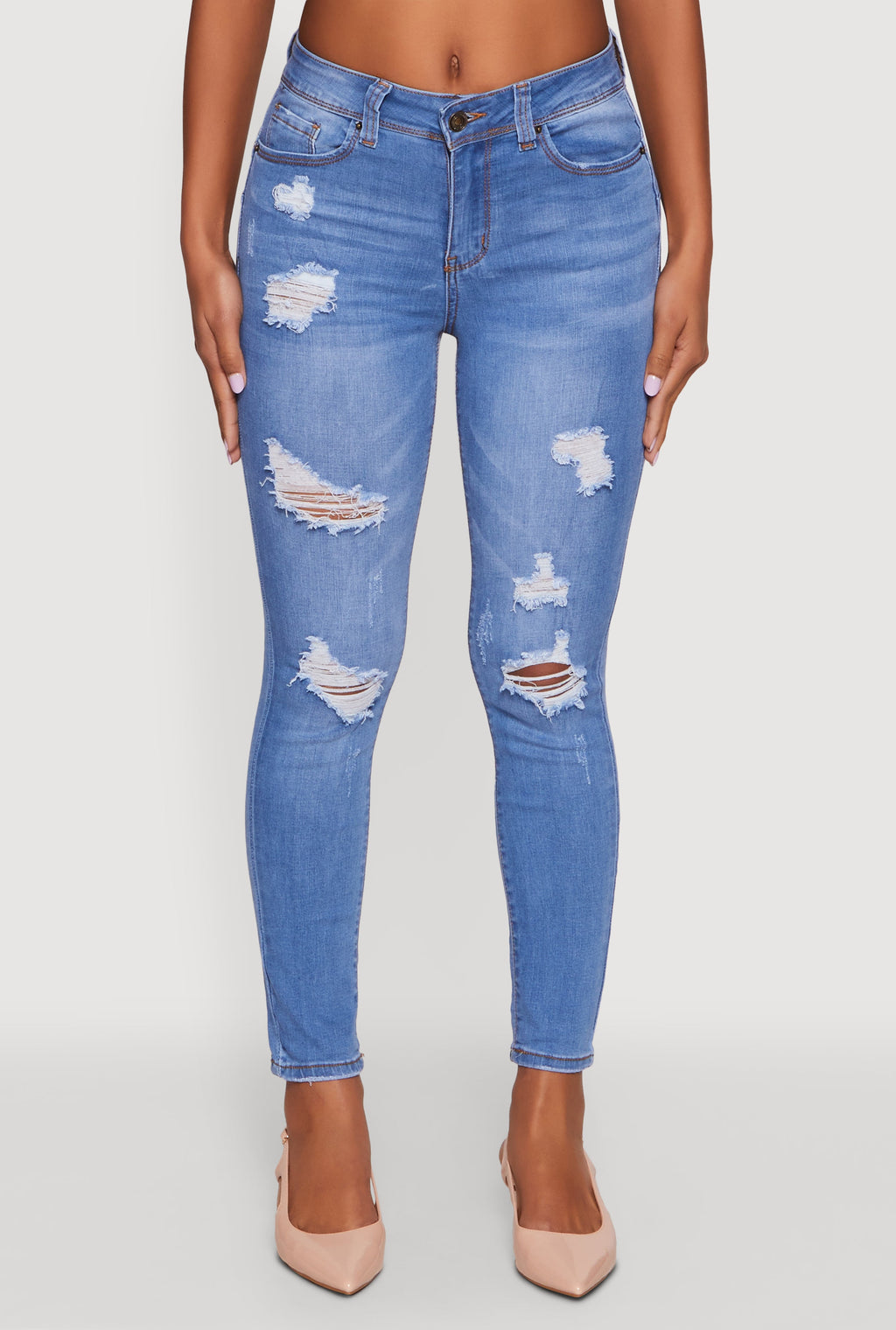 WAX Mid Rise Distressed Jeans