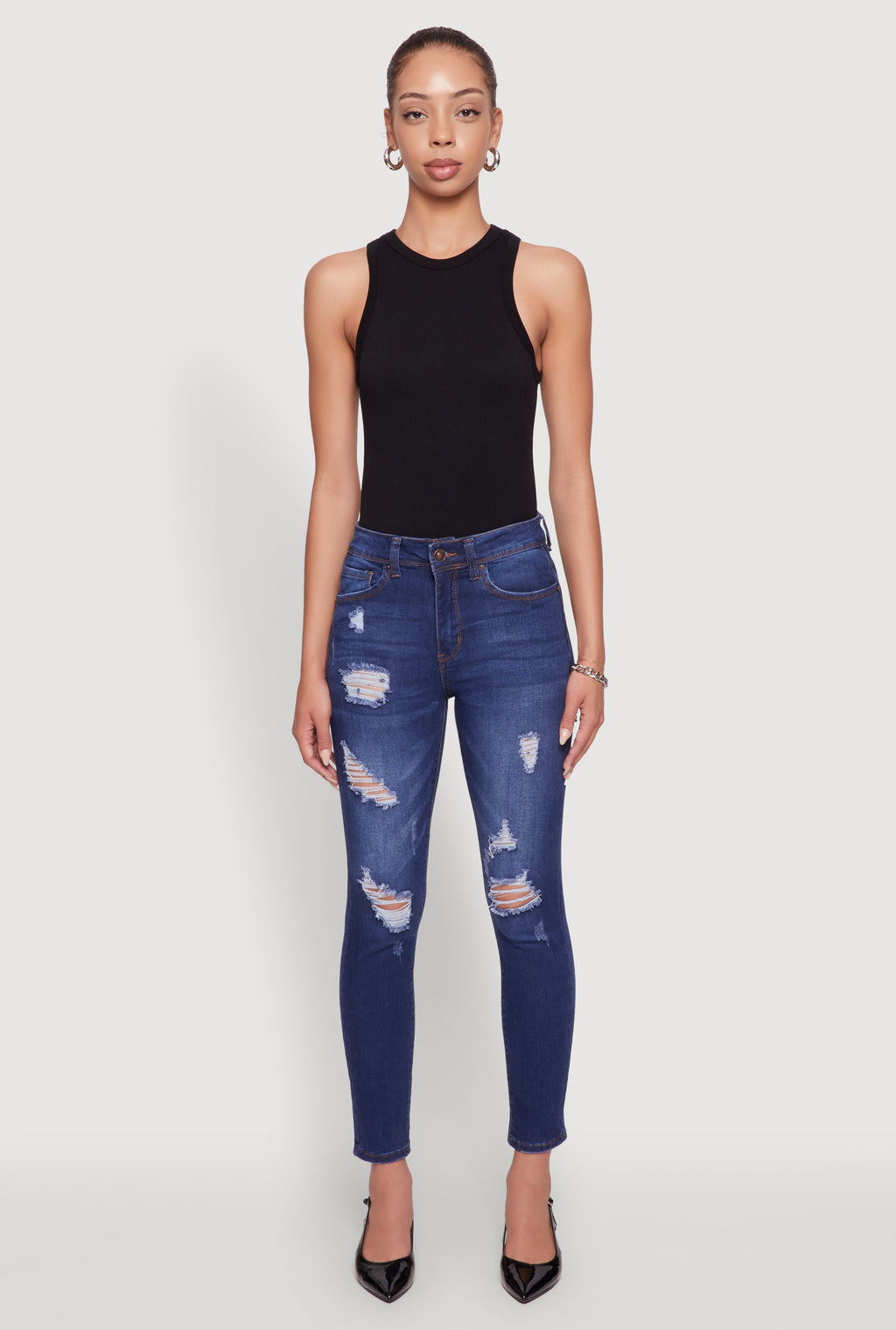WAX Mid Rise Distressed Jeans
