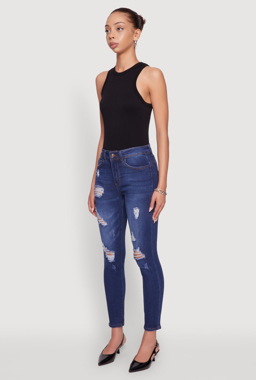 WAX Mid Rise Distressed Jeans