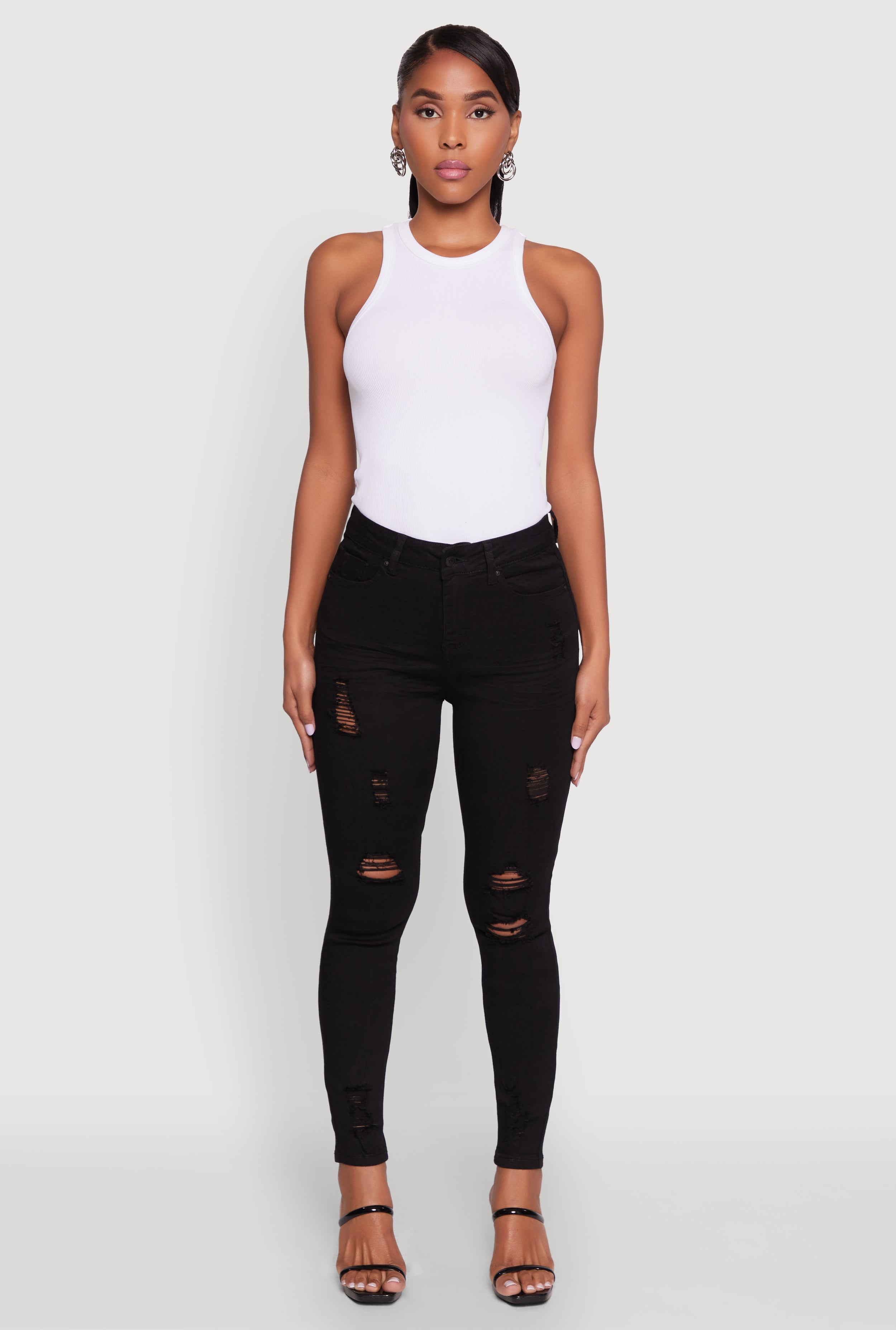 WAX Distressed Frayed Skinny Jeans