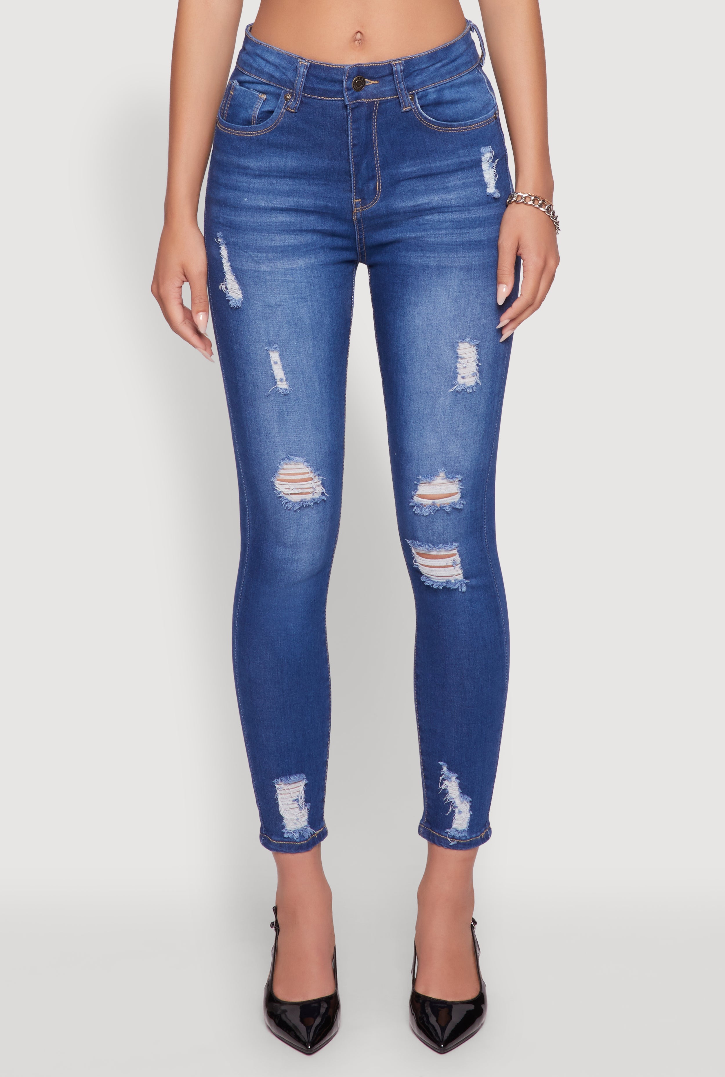 WAX Distressed Frayed Skinny Jeans