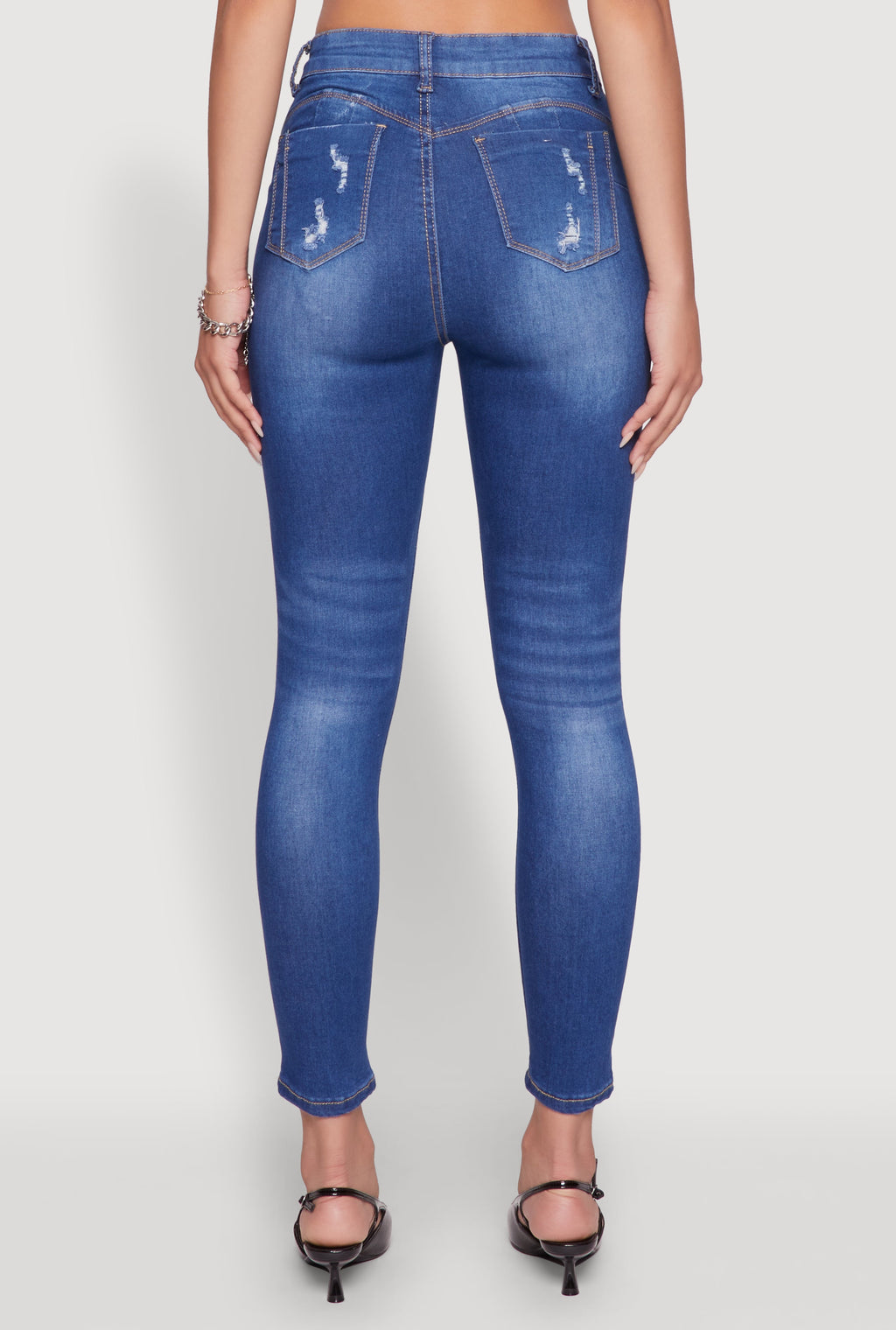 (26pcs Minimum Wholesale)WAX Distressed Frayed Skinny Jeans