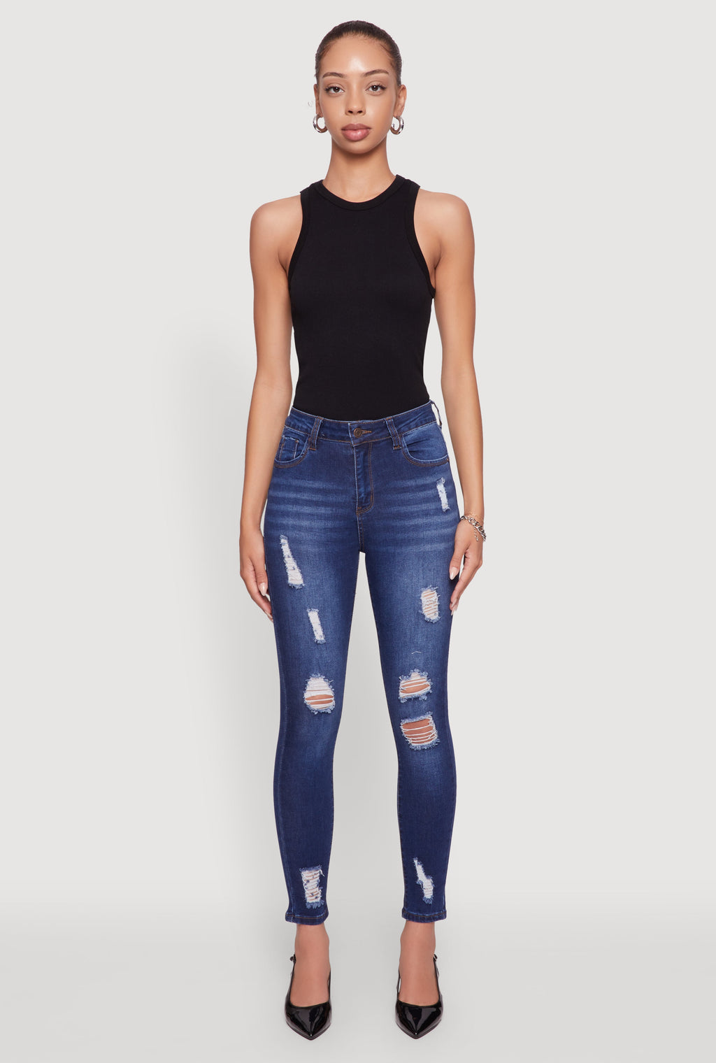 WAX Distressed Frayed Skinny Jeans