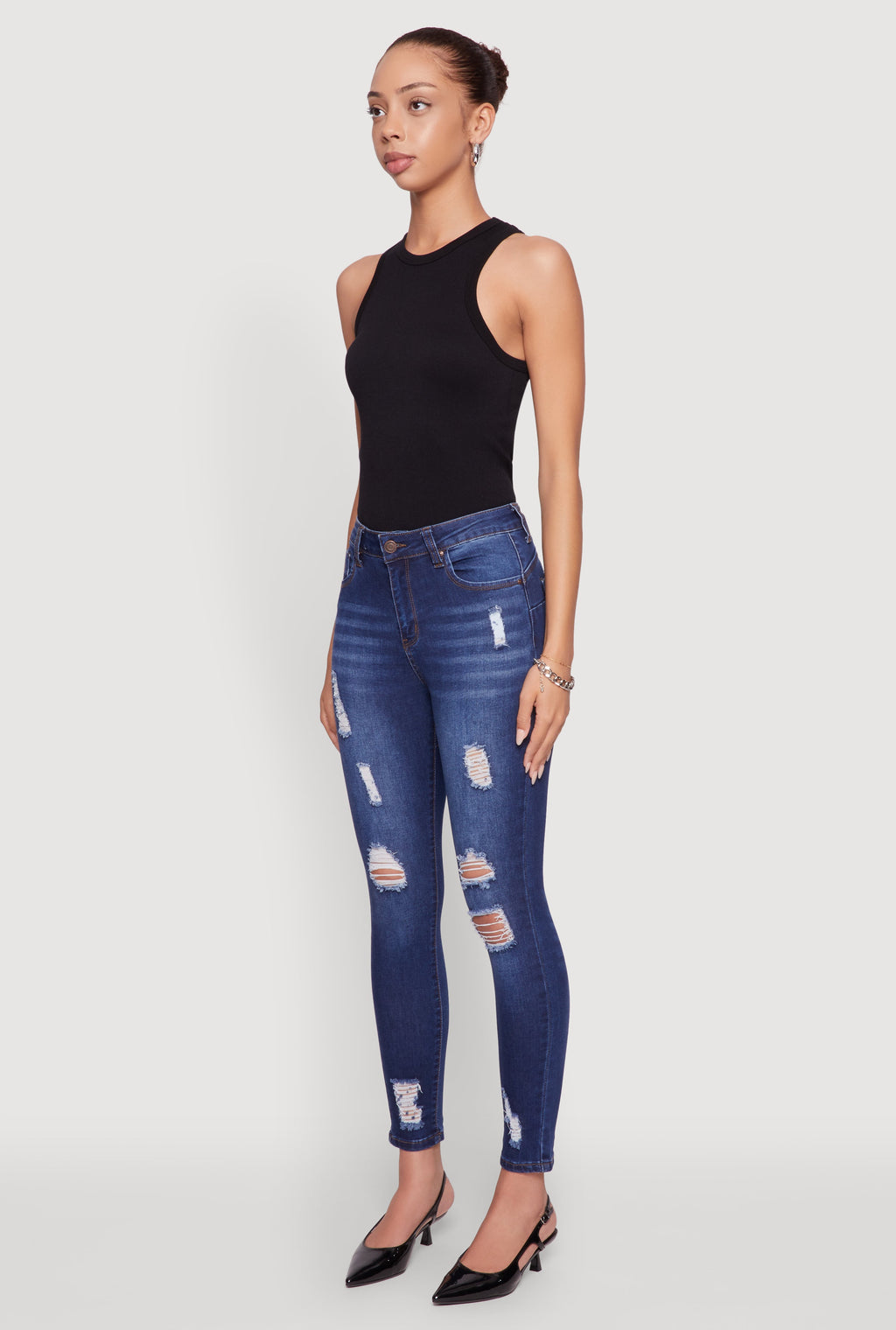 WAX Distressed Frayed Skinny Jeans