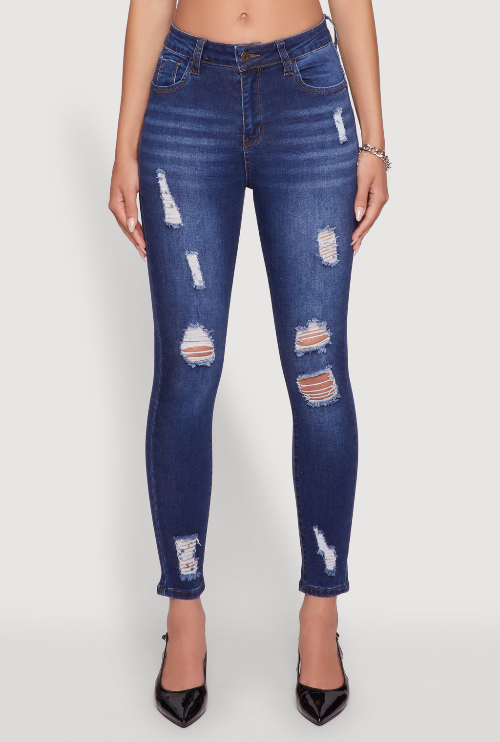 WAX Distressed Frayed Skinny Jeans