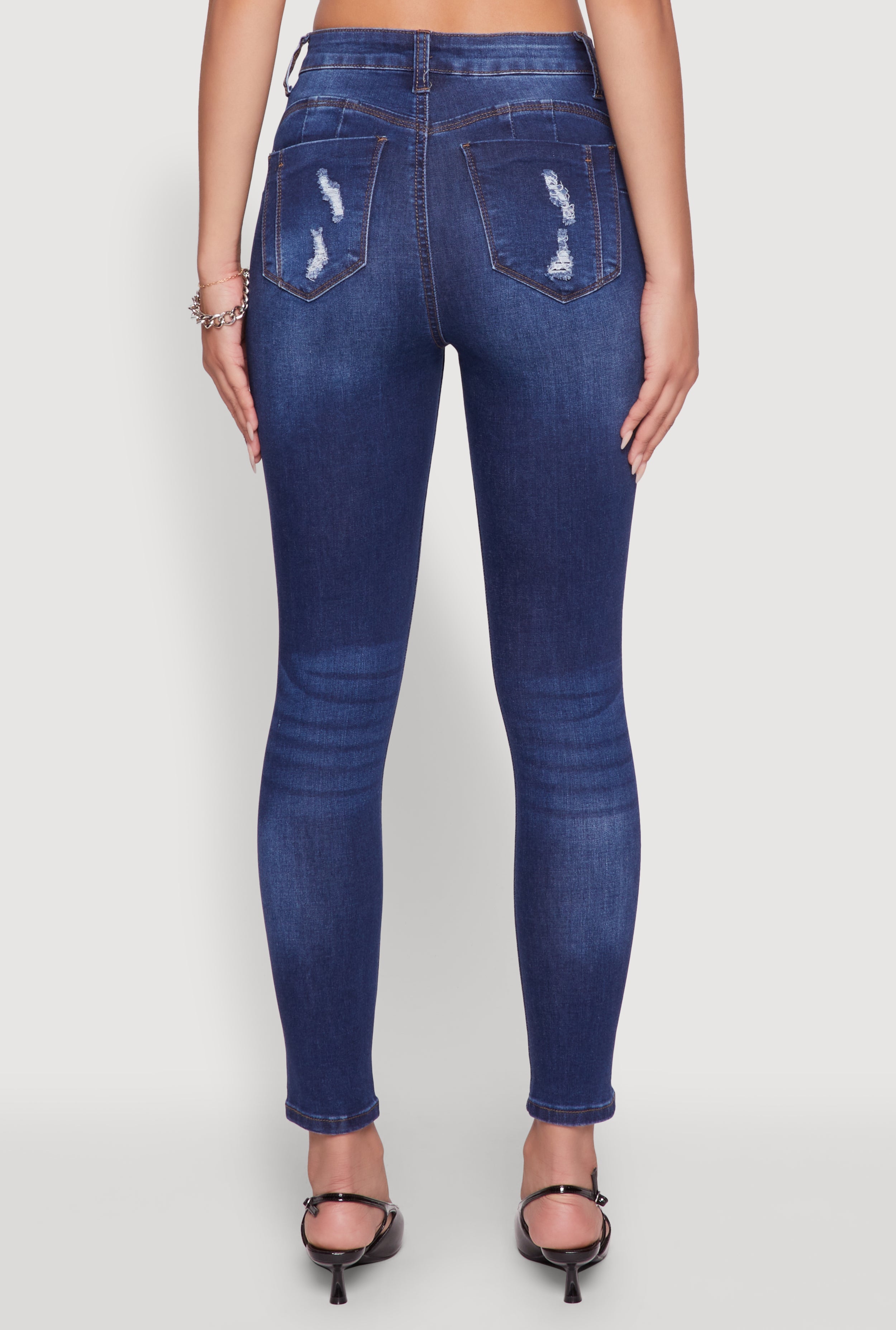 WAX Distressed Frayed Skinny Jeans