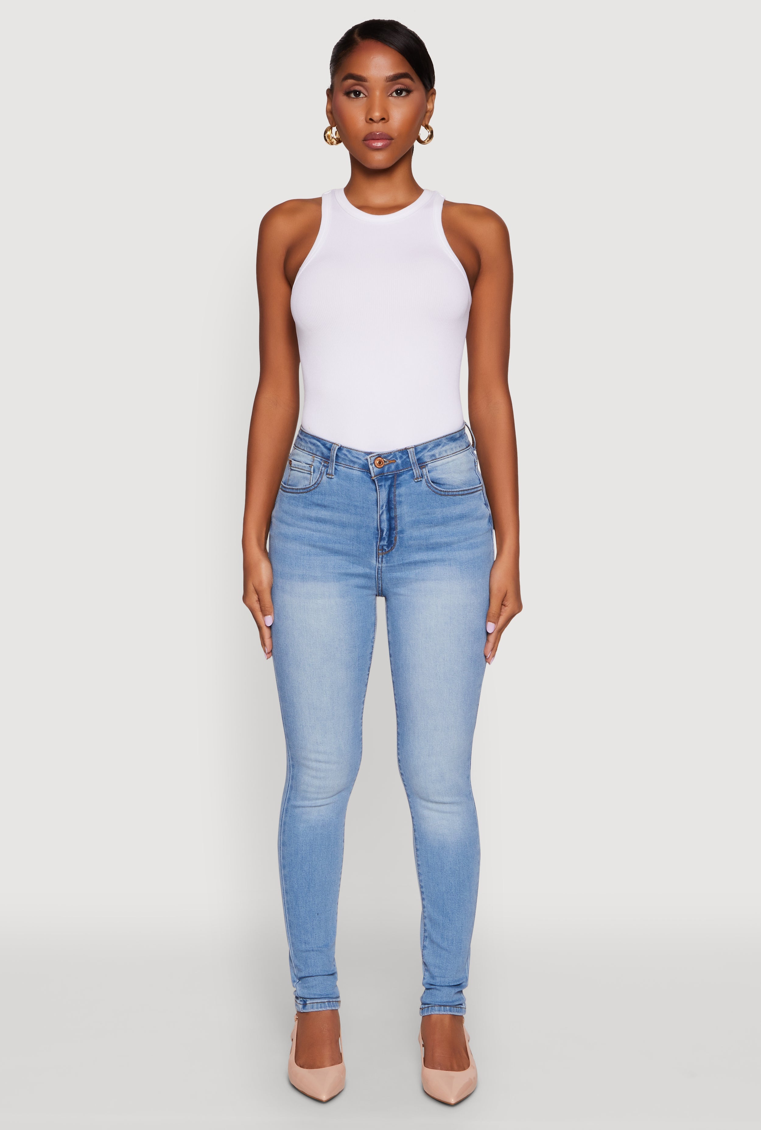 WAX Whiskered Rolled Cuff Skinny Jeans