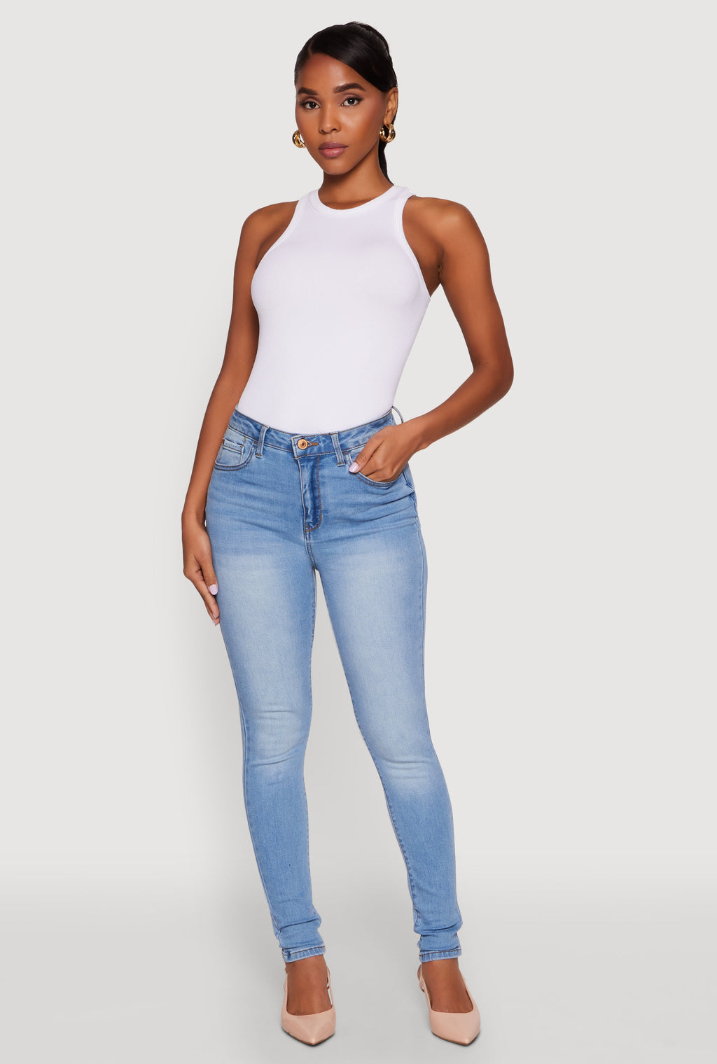 WAX Whiskered Rolled Cuff Skinny Jeans
