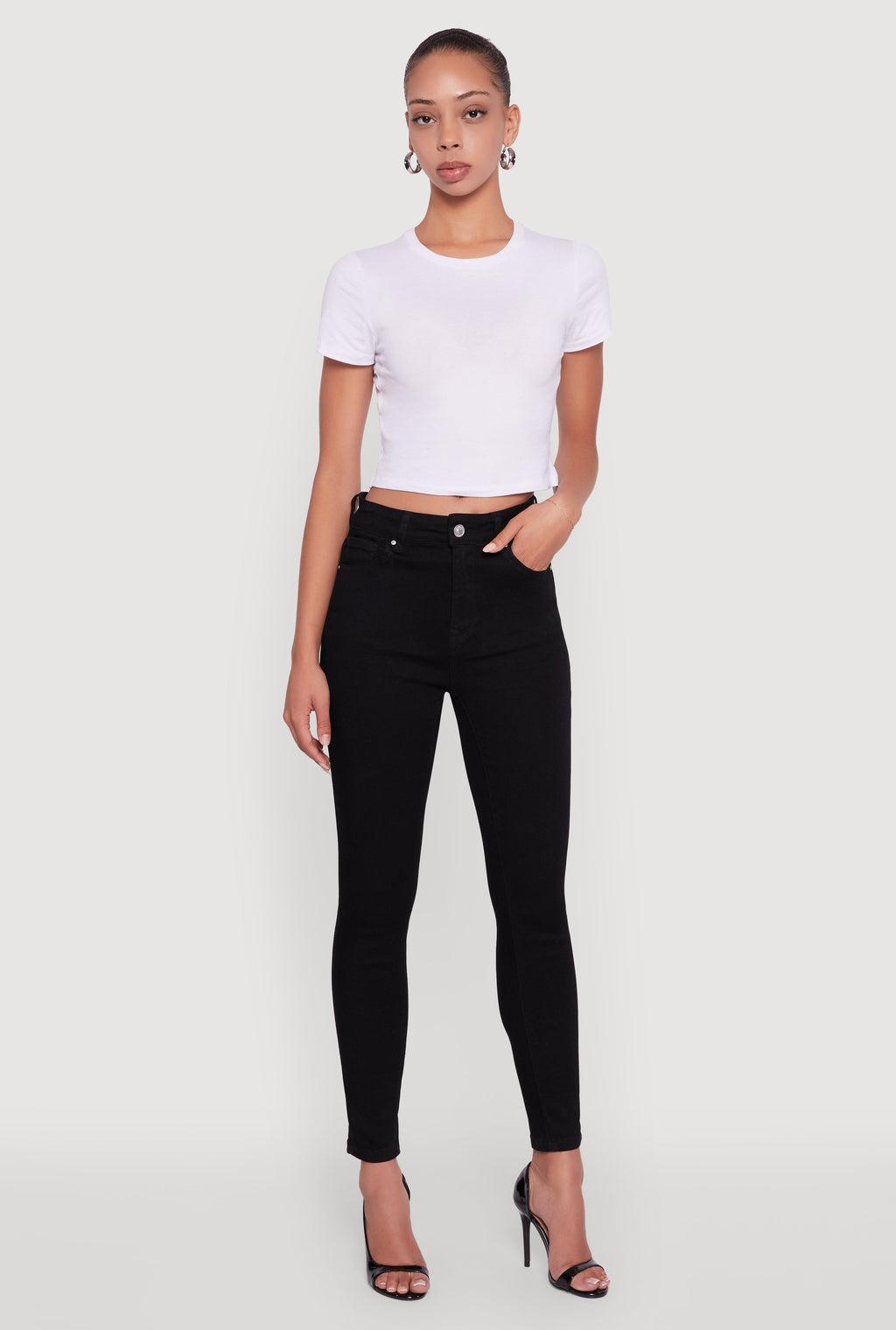 WAX High Rise Solid Cropped Skinny Jeans