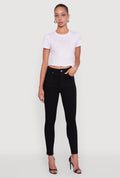 WAX High Rise Solid Cropped Skinny Jeans