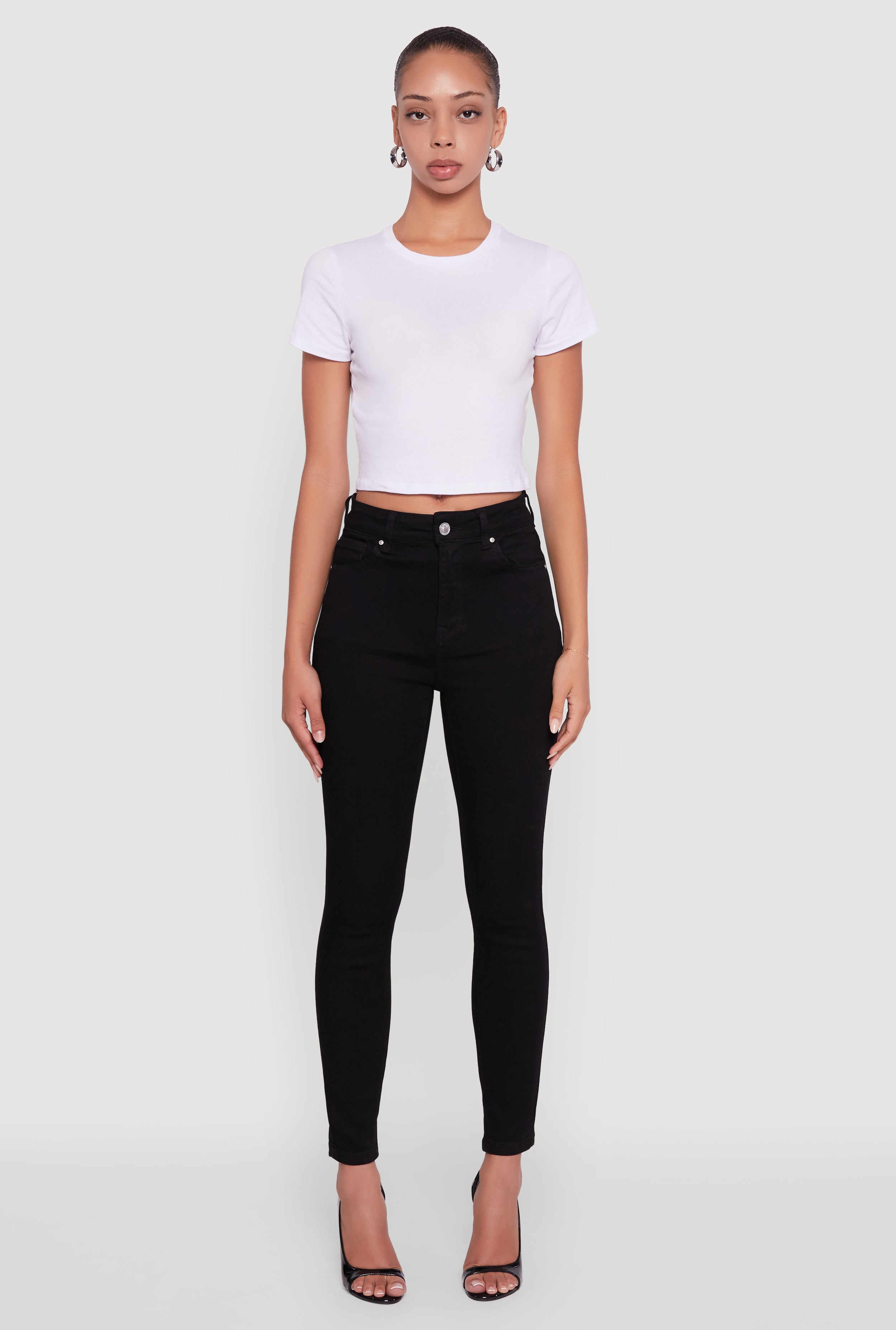 WAX High Rise Solid Cropped Skinny Jeans