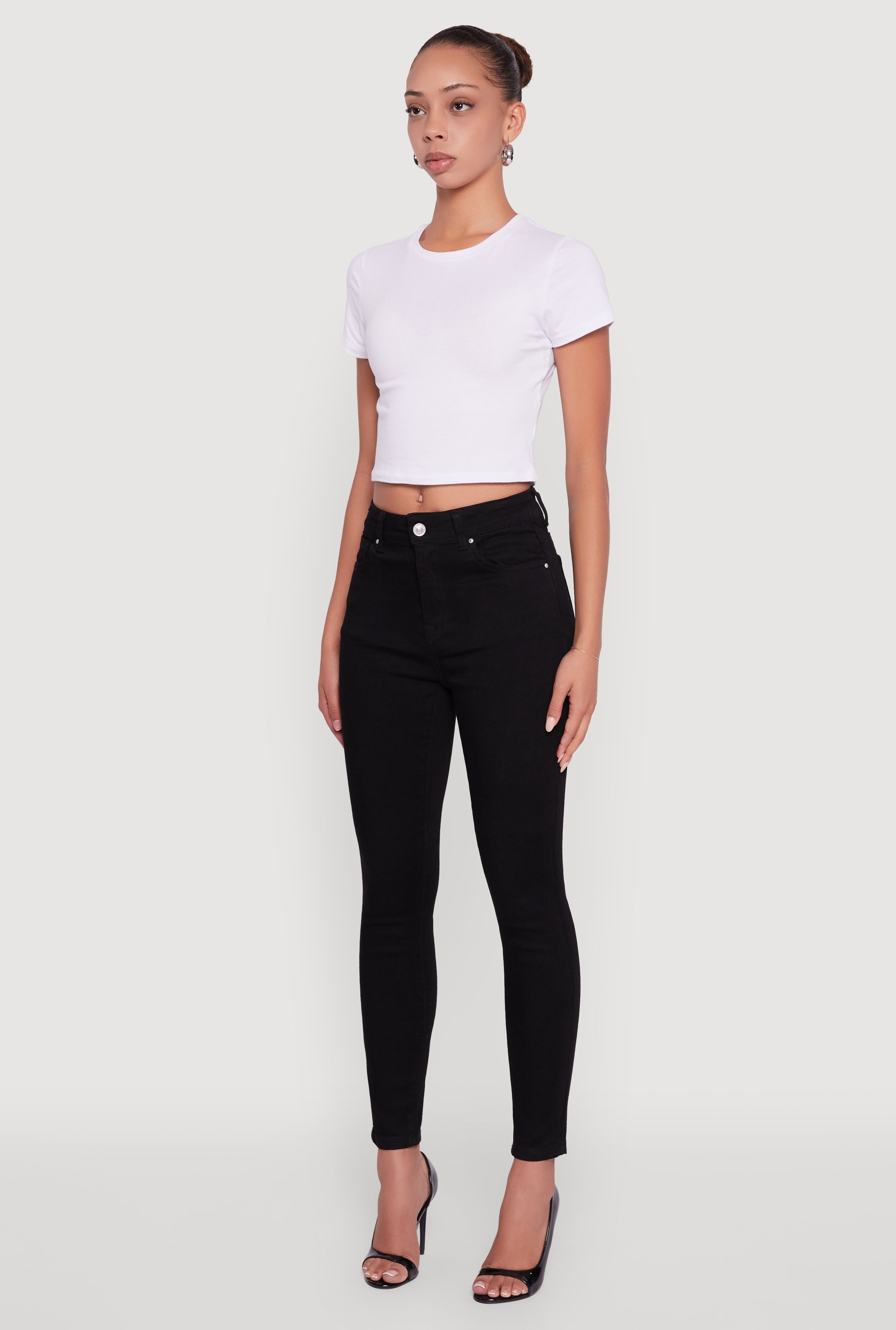 WAX High Rise Solid Cropped Skinny Jeans