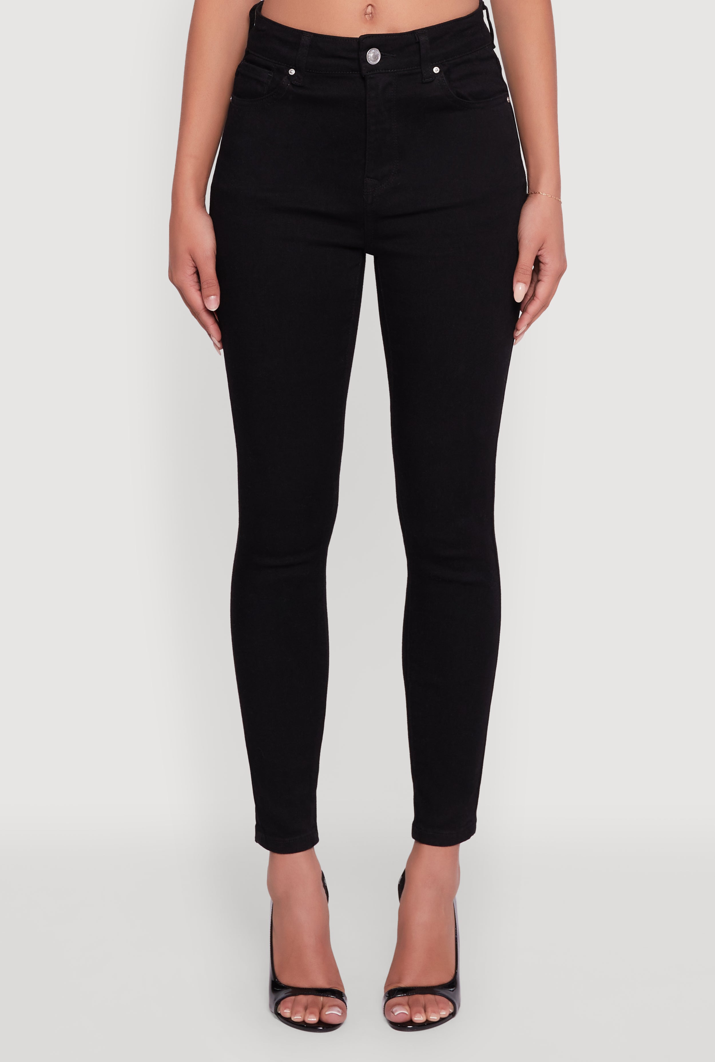 WAX High Rise Solid Cropped Skinny Jeans