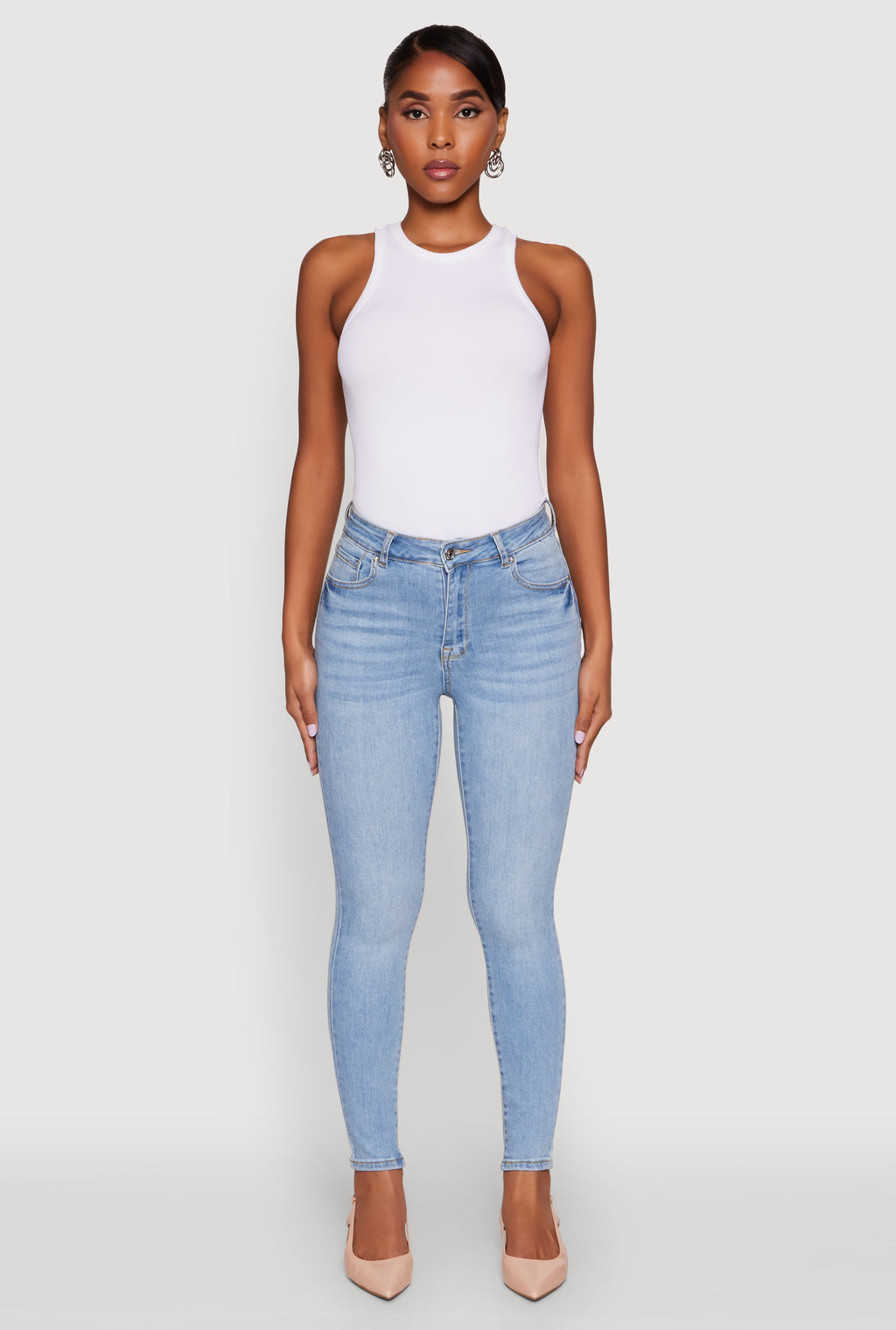 WAX High Rise Solid Cropped Skinny Jeans