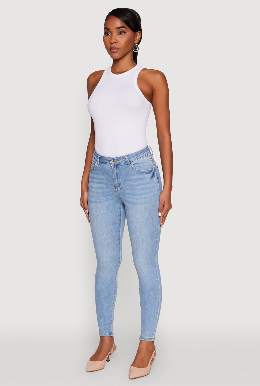 WAX High Rise Solid Cropped Skinny Jeans