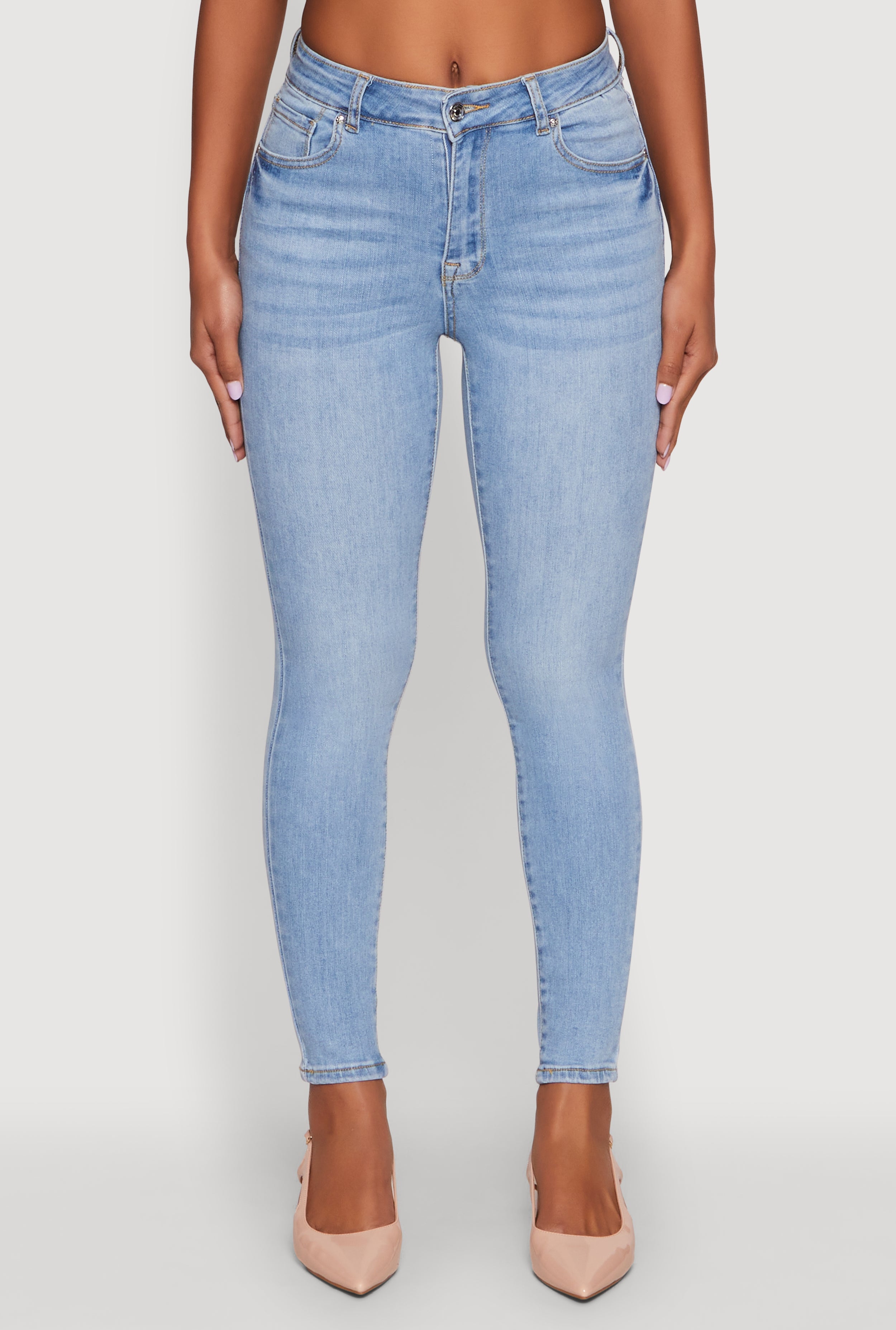 WAX High Rise Solid Cropped Skinny Jeans