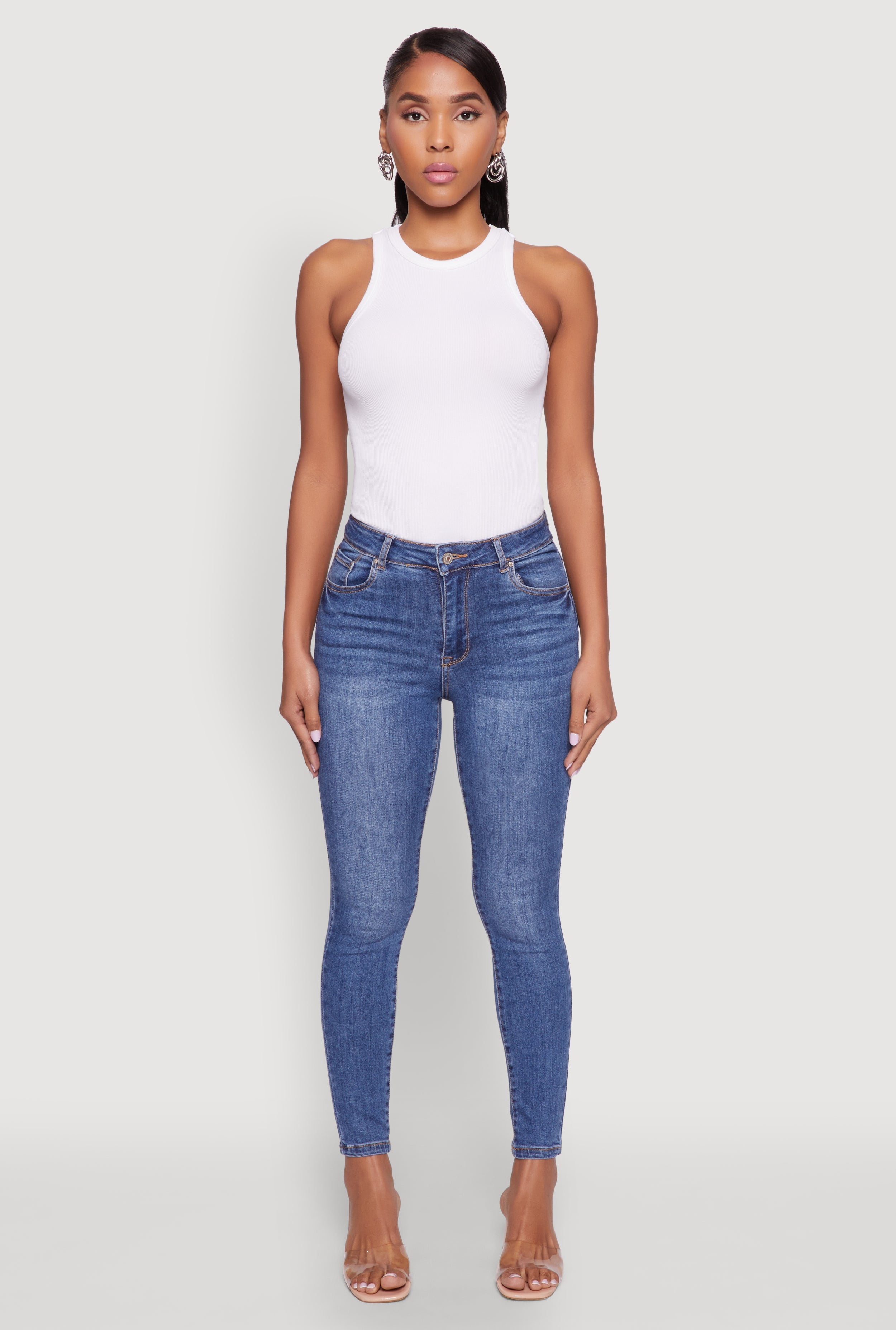 WAX High Rise Solid Cropped Skinny Jeans