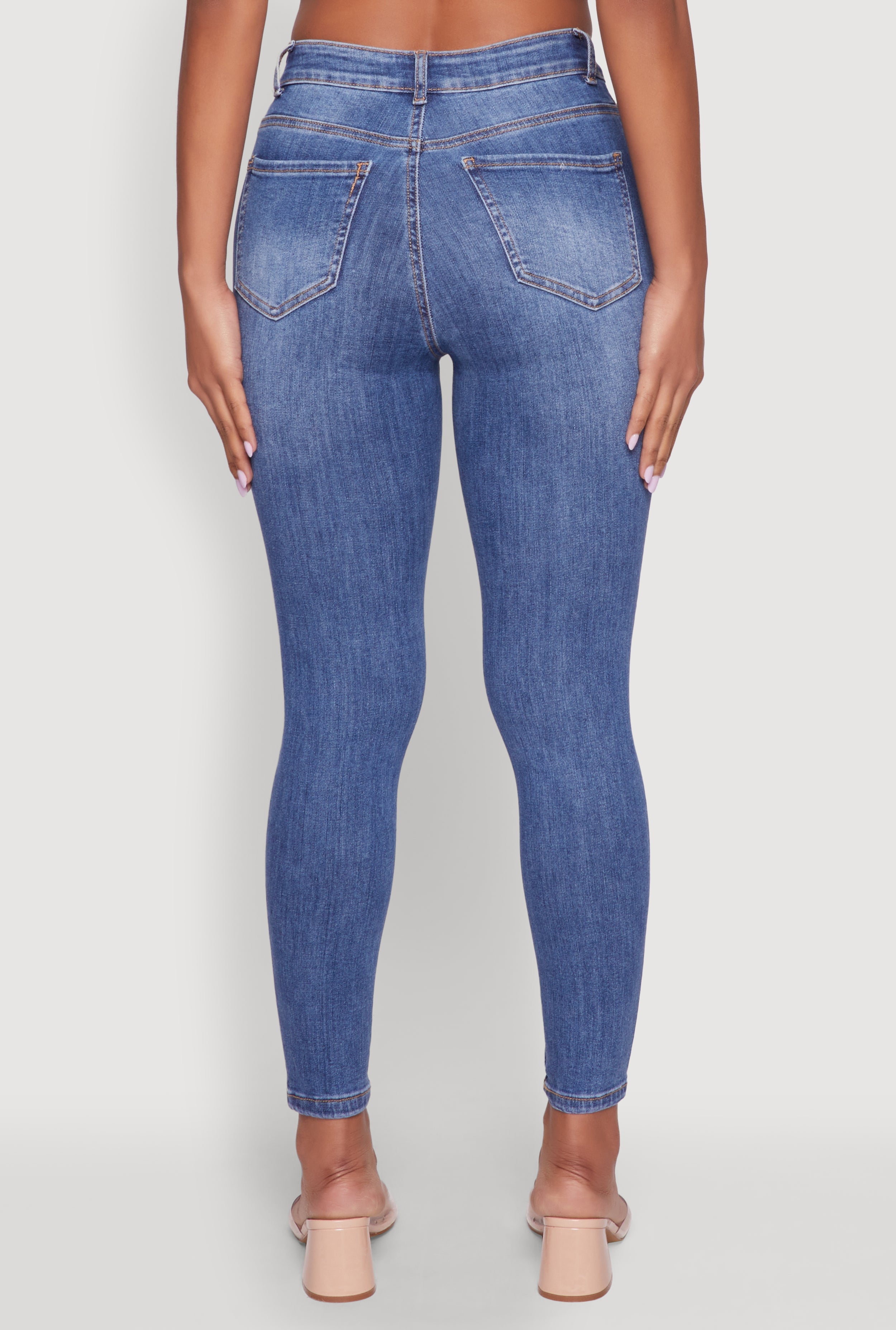 WAX High Rise Solid Cropped Skinny Jeans