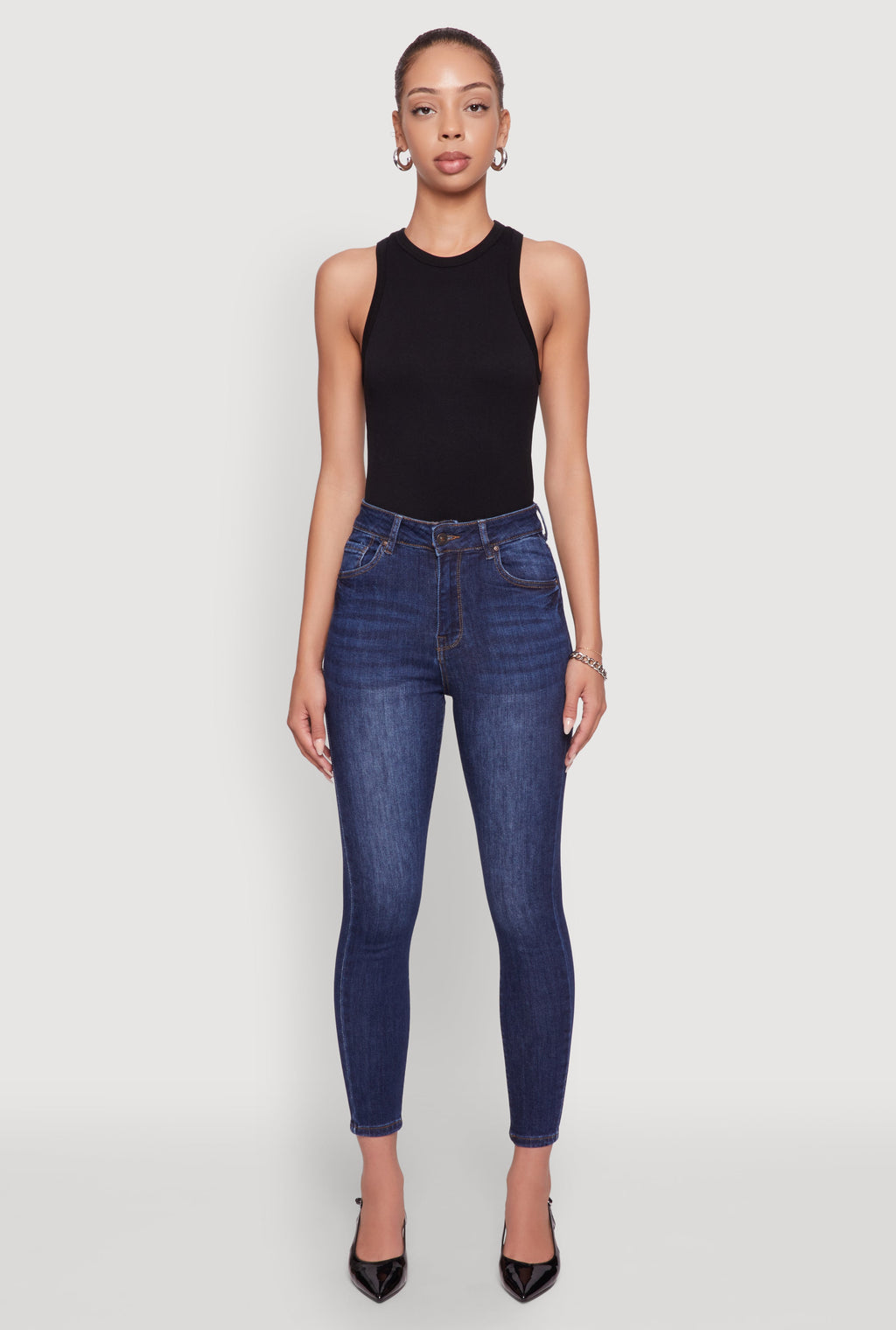 WAX High Rise Solid Cropped Skinny Jeans