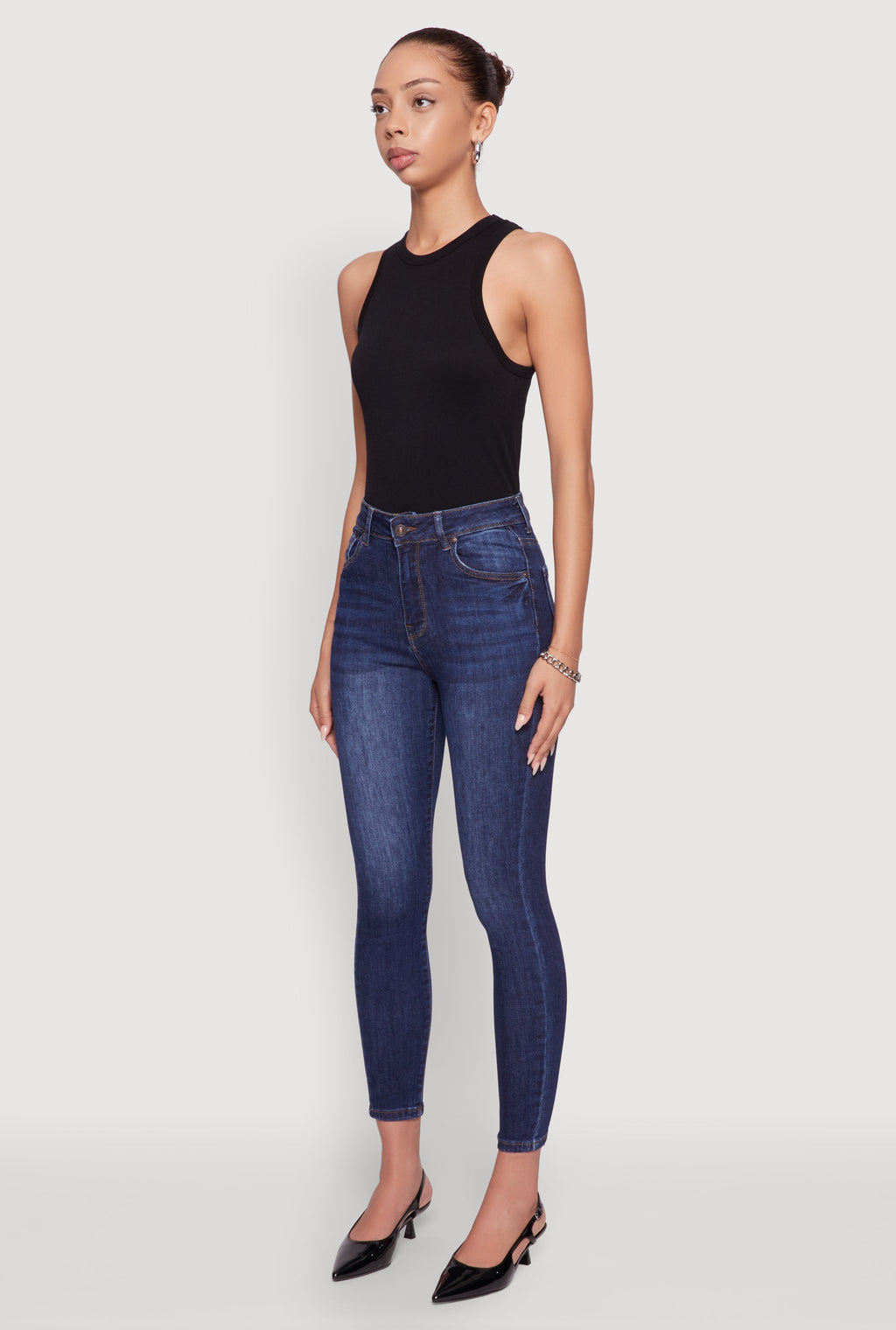 WAX High Rise Solid Cropped Skinny Jeans