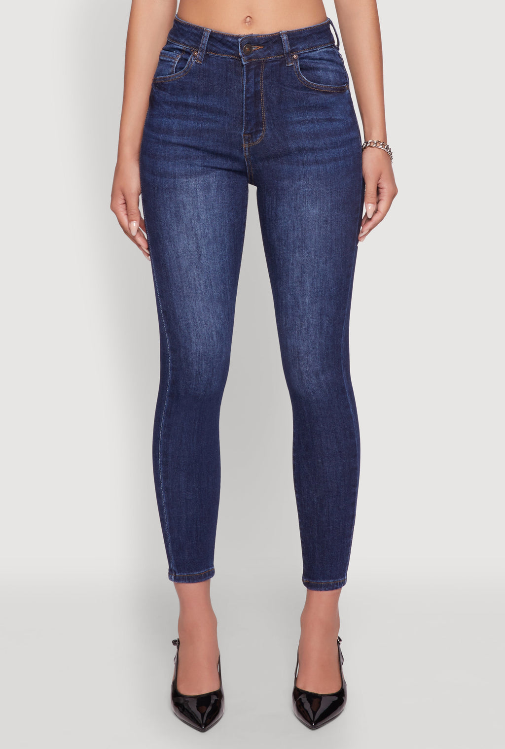 WAX High Rise Solid Cropped Skinny Jeans